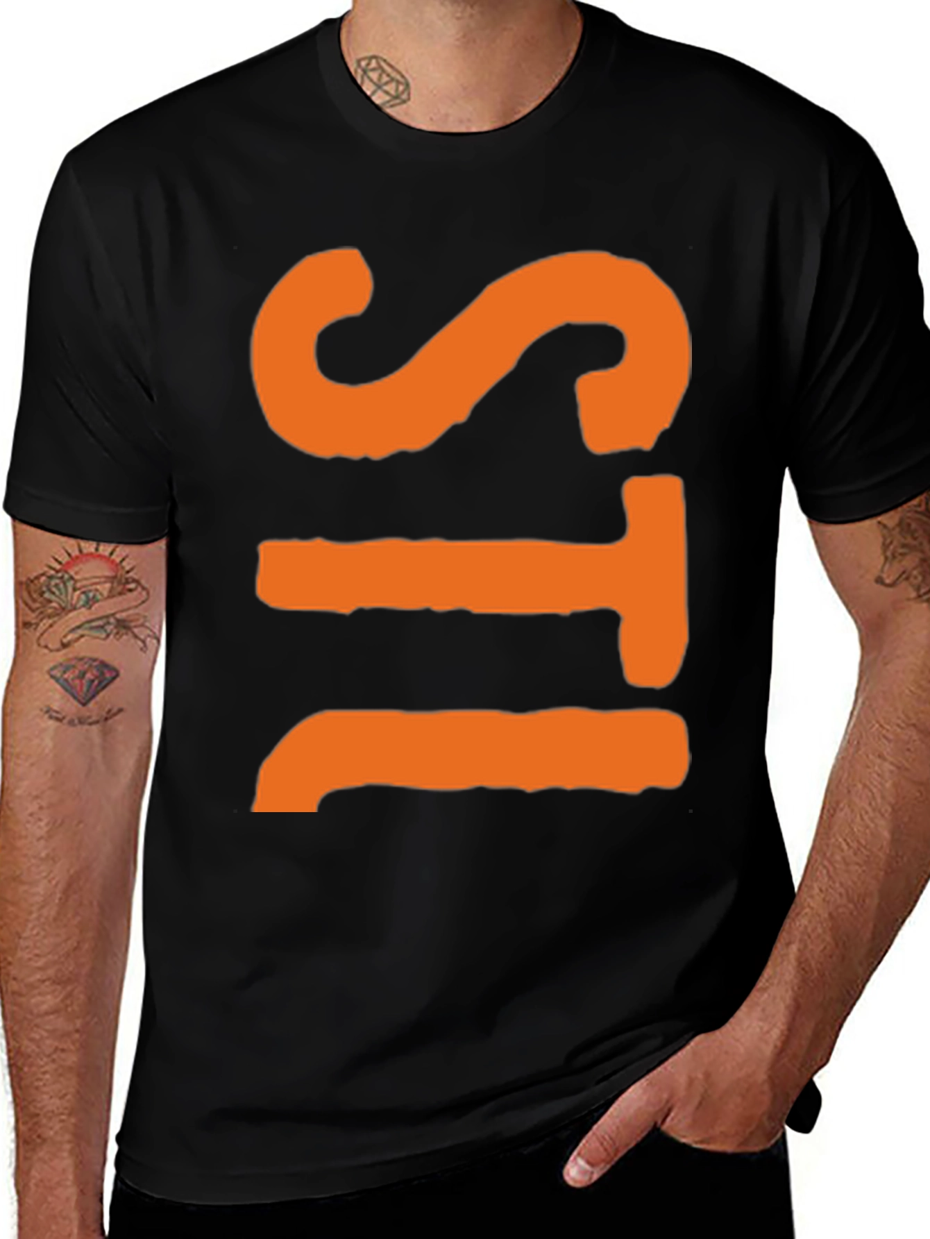 Variant 12 of Bold Graphic Tee - Orange Letter Design