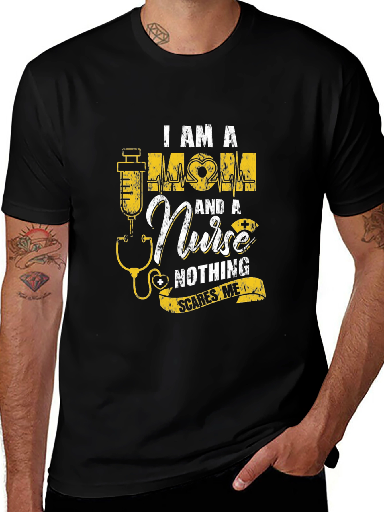 Black I Am a Mom and a Nurse T-Shirt main image