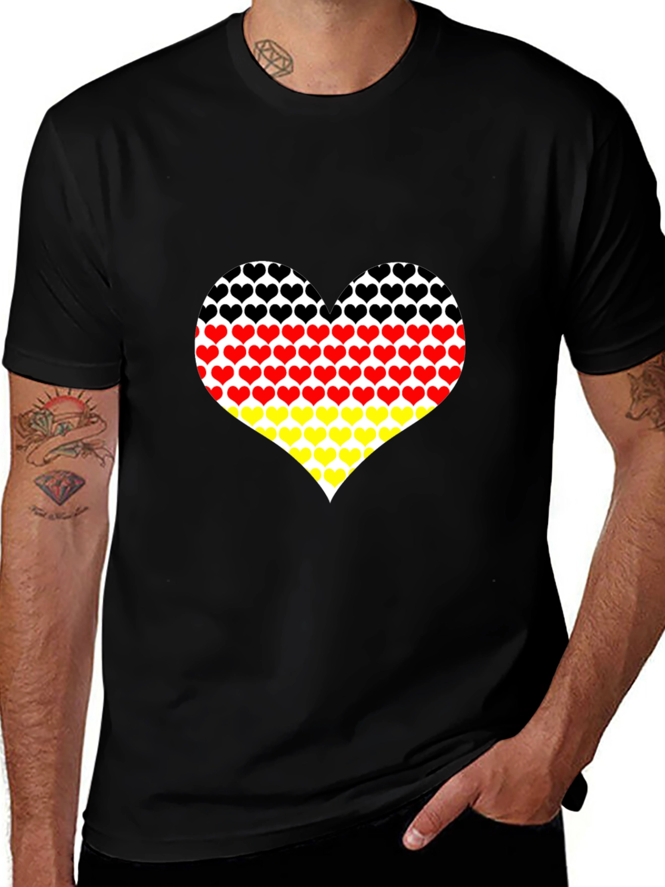 Variant 16 of Germany Flag Heart Graphic Tee - Black Cotton T-Shirt