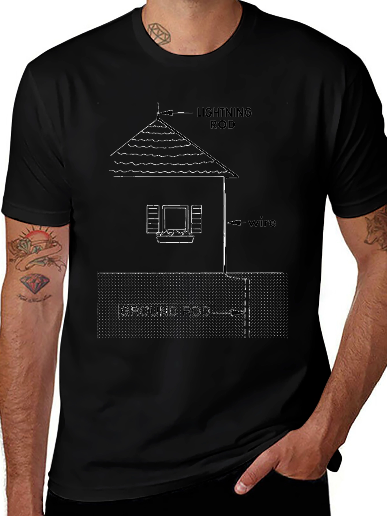 Variant 26 of Lightning Rod Diagram Black T-Shirt