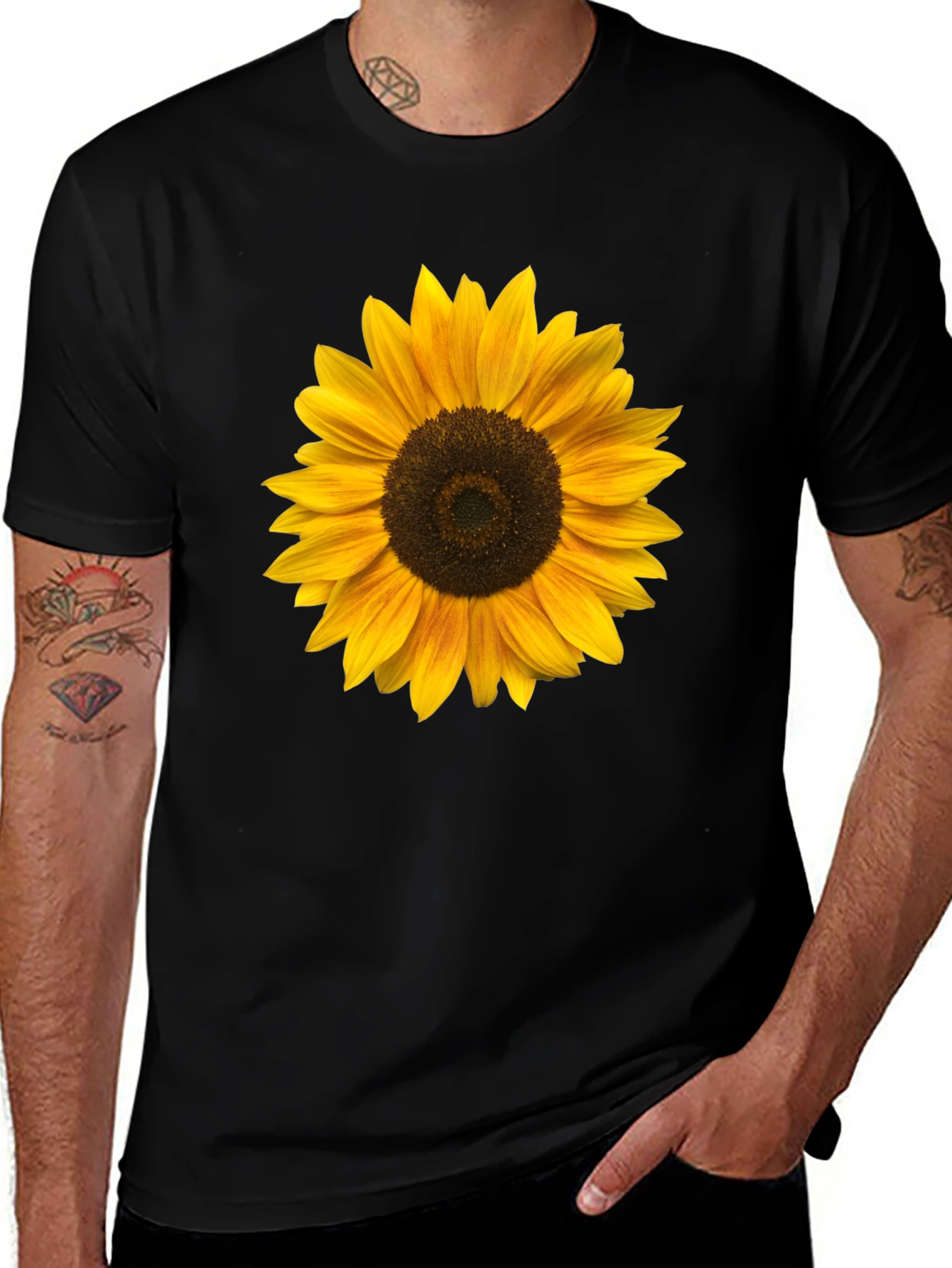 Variant 12 of Sunflower Graphic Black T-Shirt