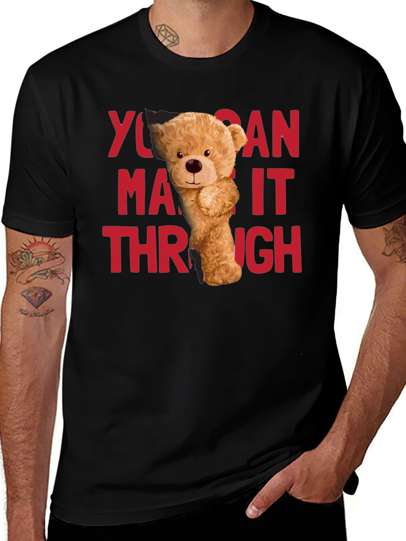 Variant 9 of You Can Make It Through T-Shirt Bear Graphic