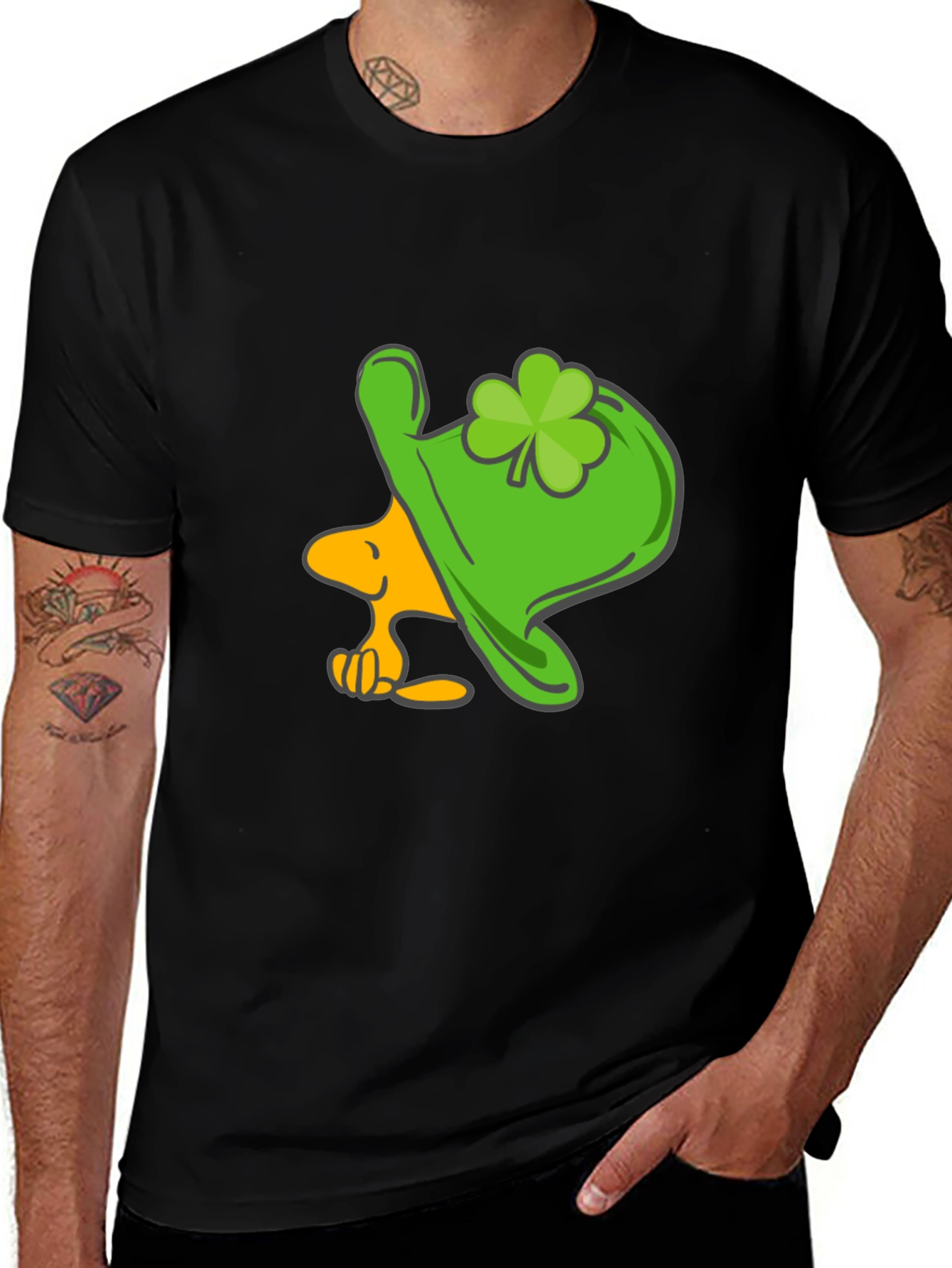 Lucky Snoopy St. Patrick's Day Black T-Shirt