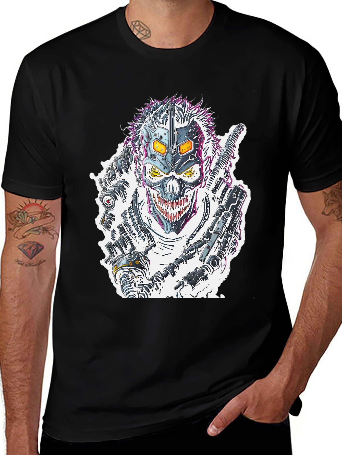 Variant 2 of Cyberpunk Skull T-Shirt - Futuristic Graphic Tee