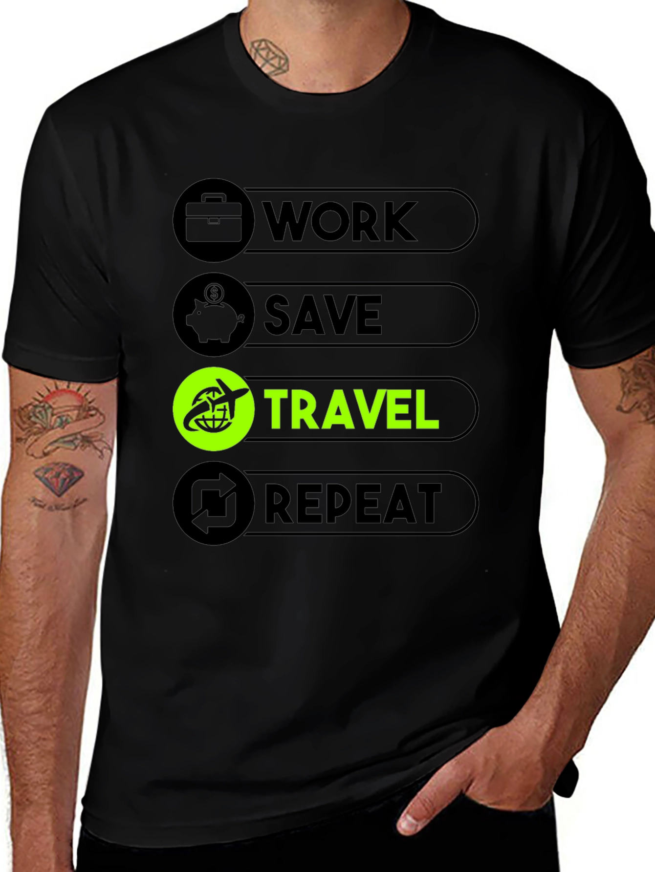 Variant 24 of Work Save Travel Repeat Graphic Tee