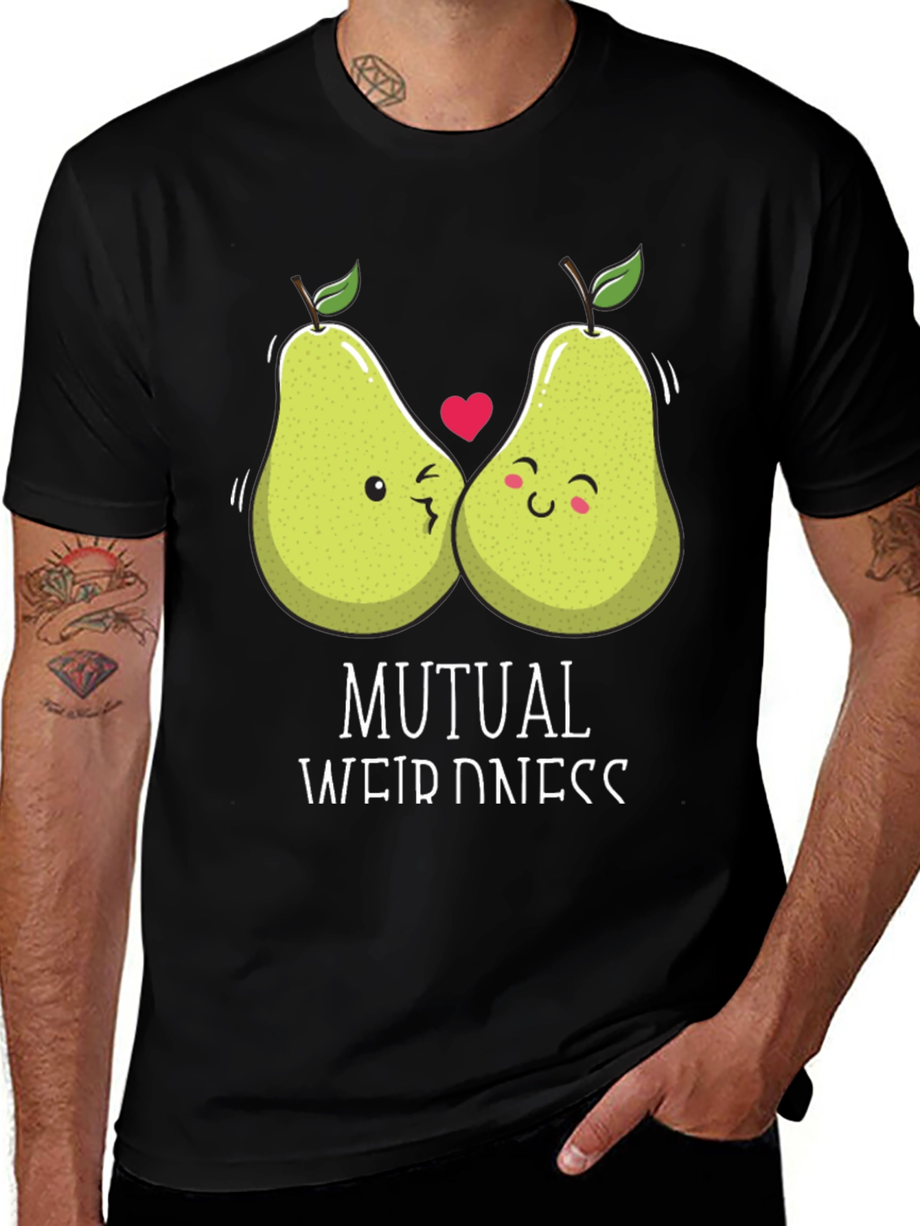 Variant 15 of Mutual Weirdness Pear Couple Black Graphic Tee