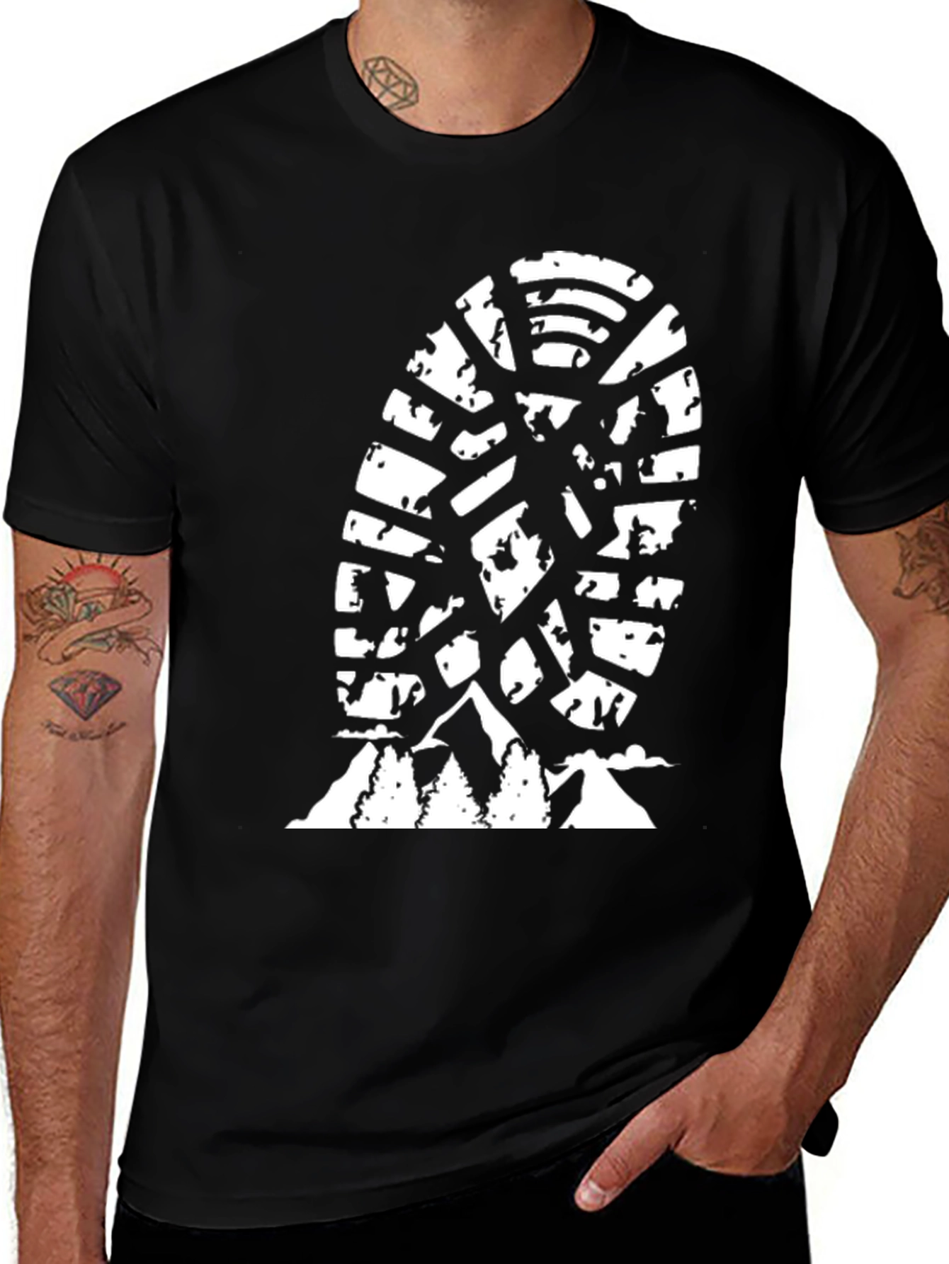 Variant 18 of Outdoor Adventure T-Shirt - Boot Print & Mountain Graphic