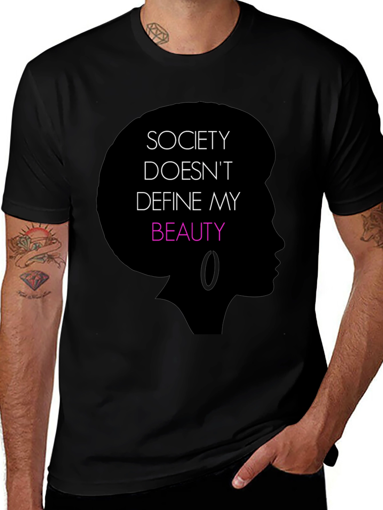 Variant 10 of Empowering Black T-Shirt: Society Doesn't Define My Beauty