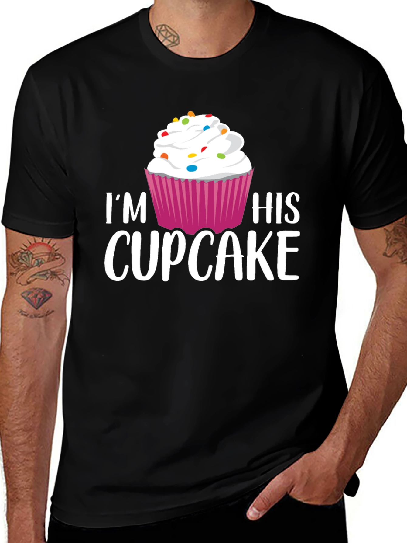 Variant 21 of I'm His Cupcake Graphic Tee - Black Cotton Blend