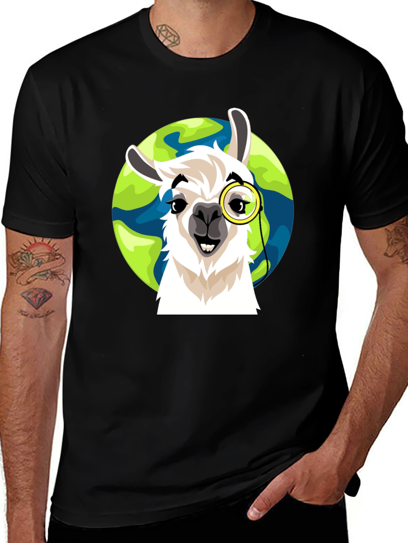 Variant 26 of Llama Monocle Graphic T-Shirt - Eco-Friendly Design