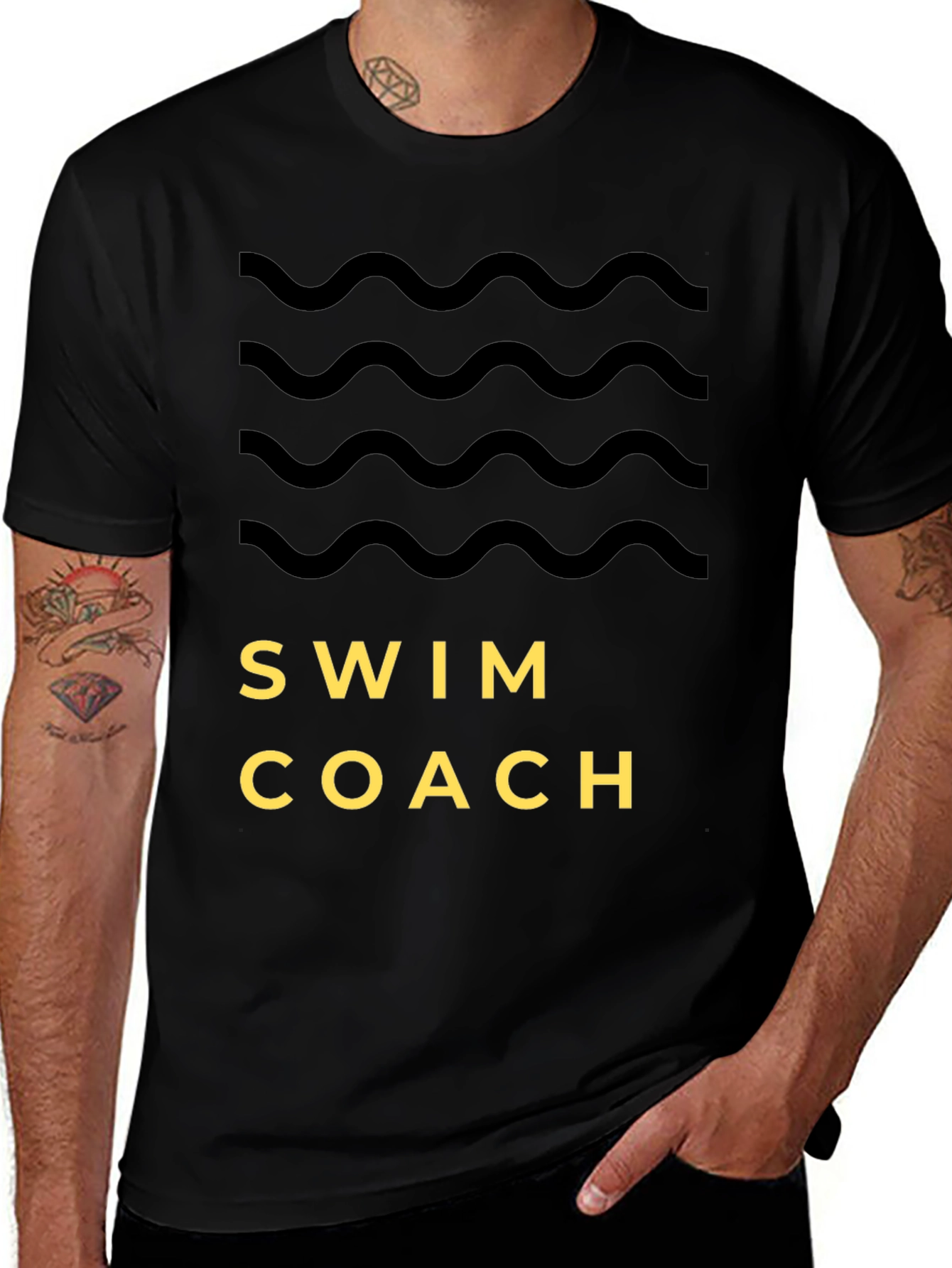 Swim Coach T-Shirt Wavy Graphic Tee