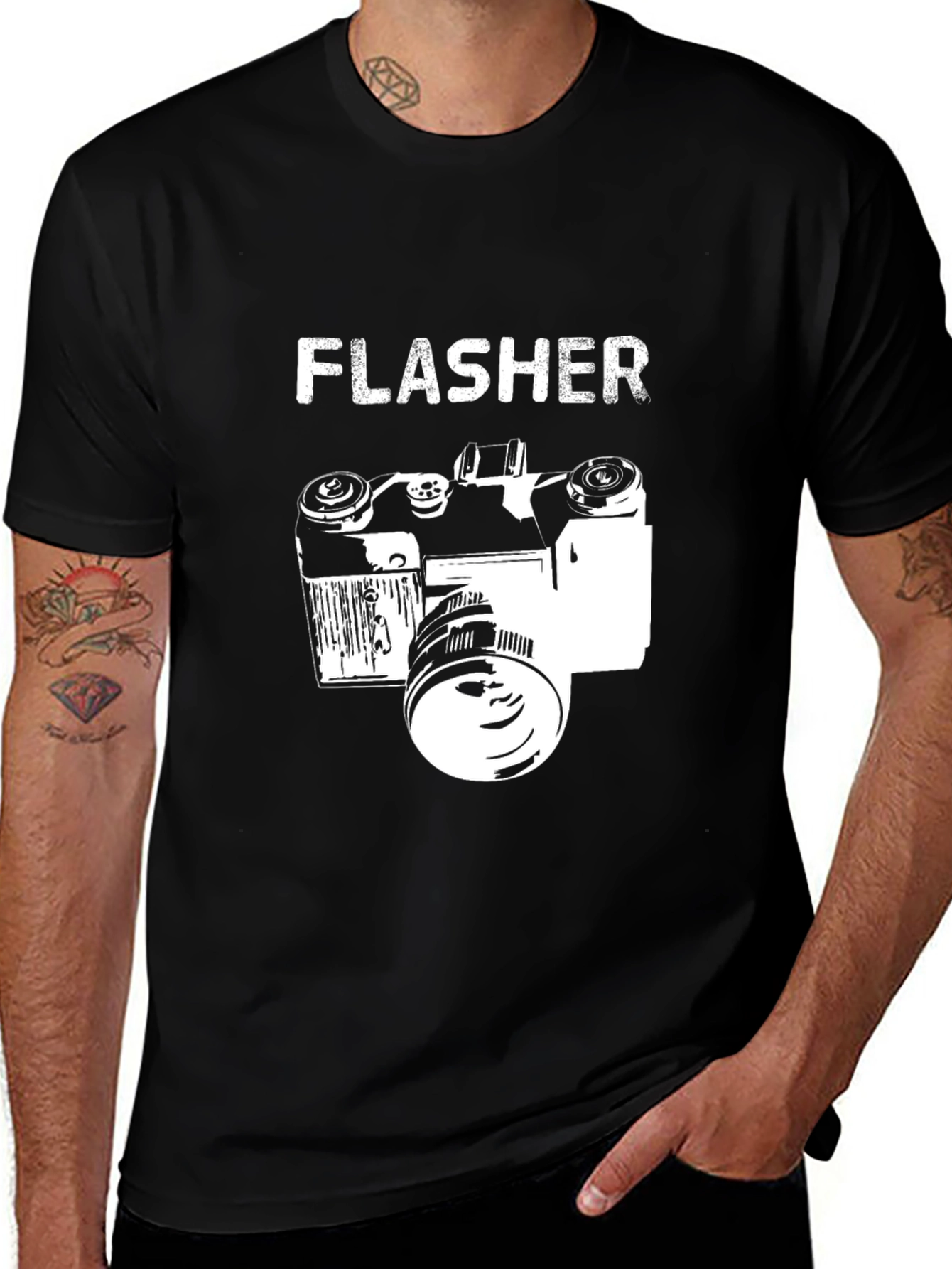 Variant 19 of Flasher Camera Graphic Black T-Shirt