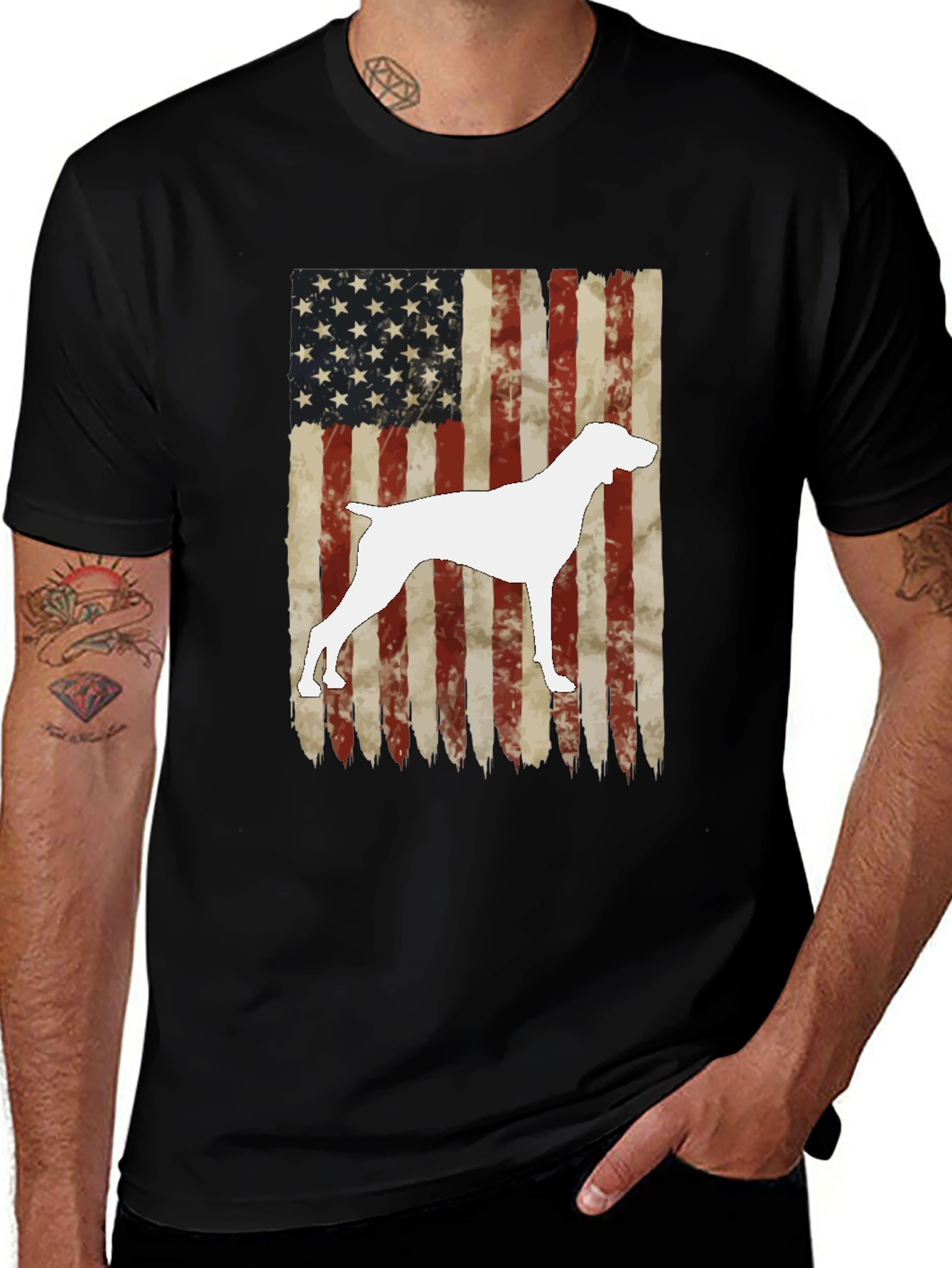 Variant 7 of American Flag Dog Graphic Tee - Patriotic Style