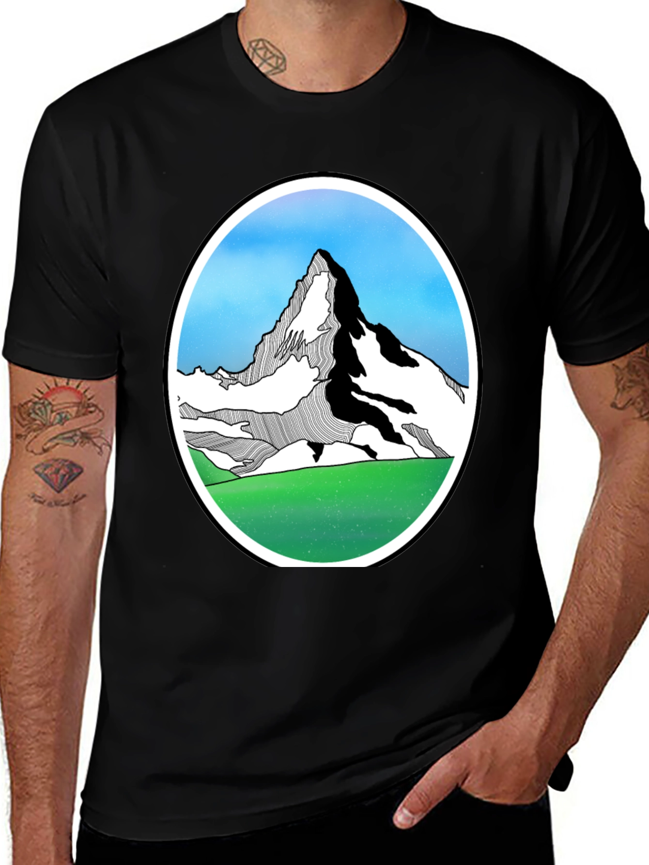 Variant 23 of Mountain Graphic Black T-Shirt