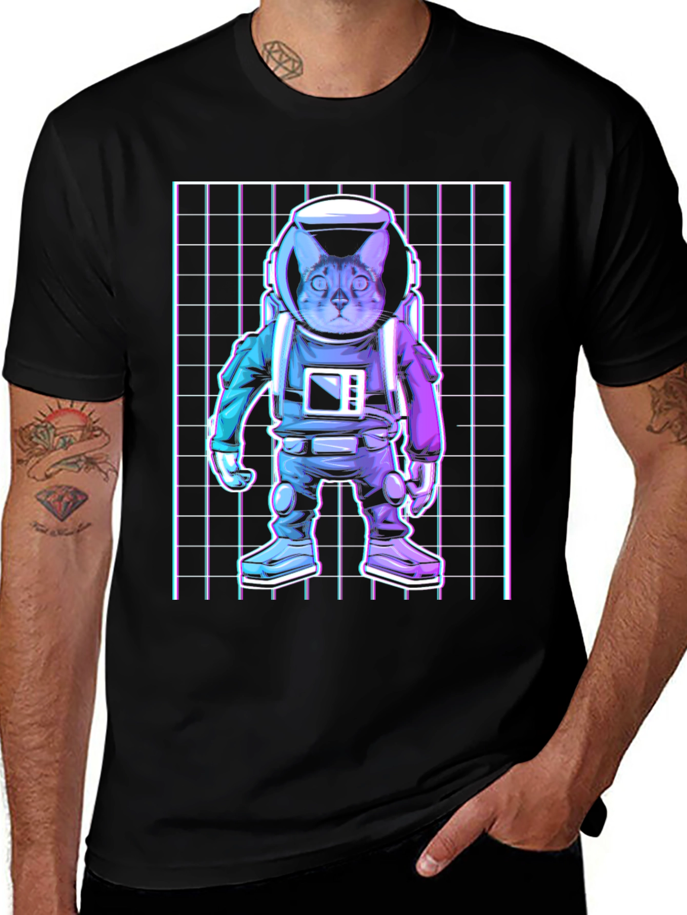 Black Cat Astronaut Graphic T-Shirt main image