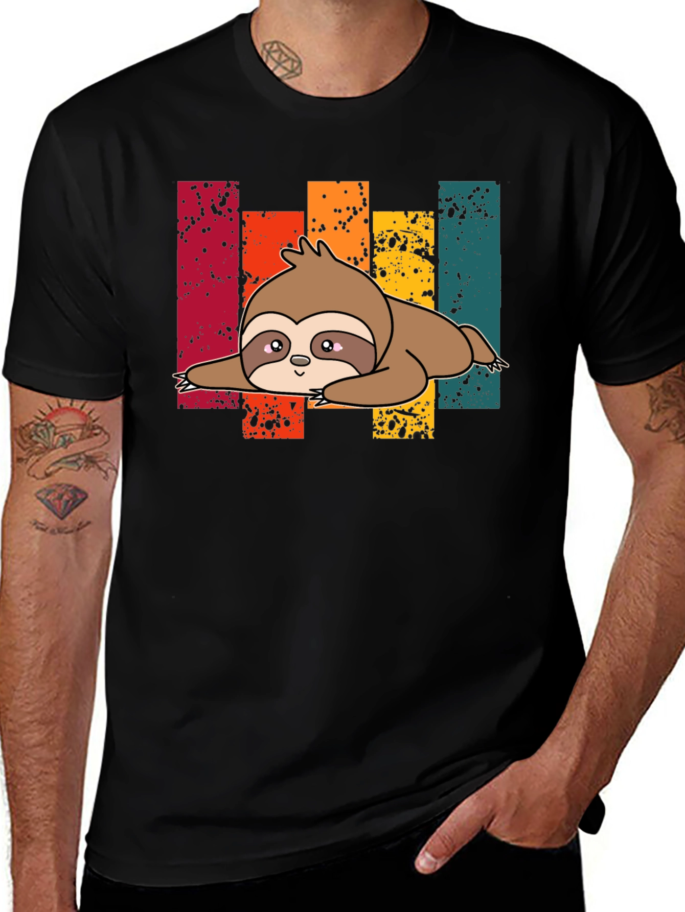 Variant 18 of Lazy Sloth Graphic Tee - Relaxed Retro Style