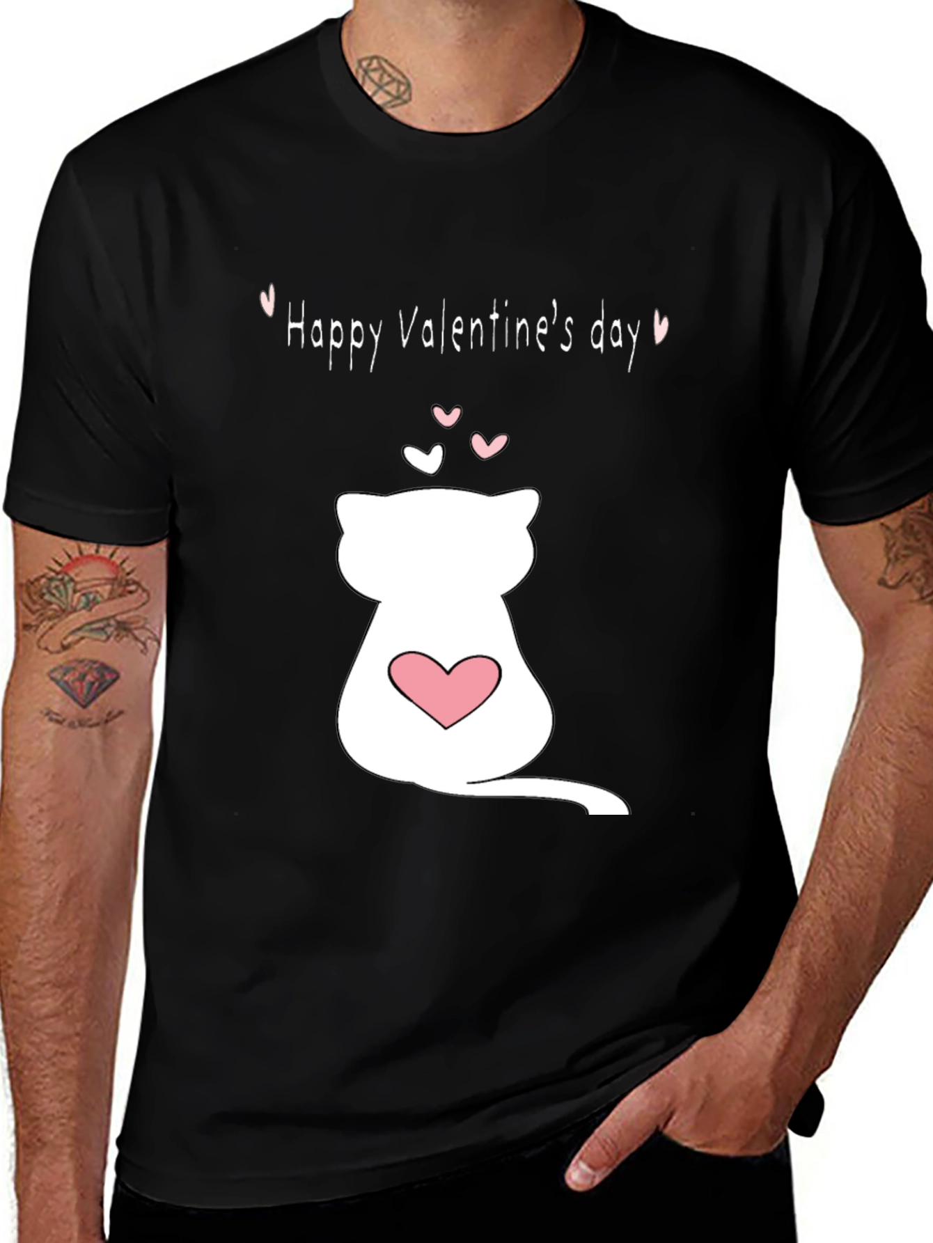 Variant 30 of Cat Valentine's Day T-Shirt - Black Crew Neck