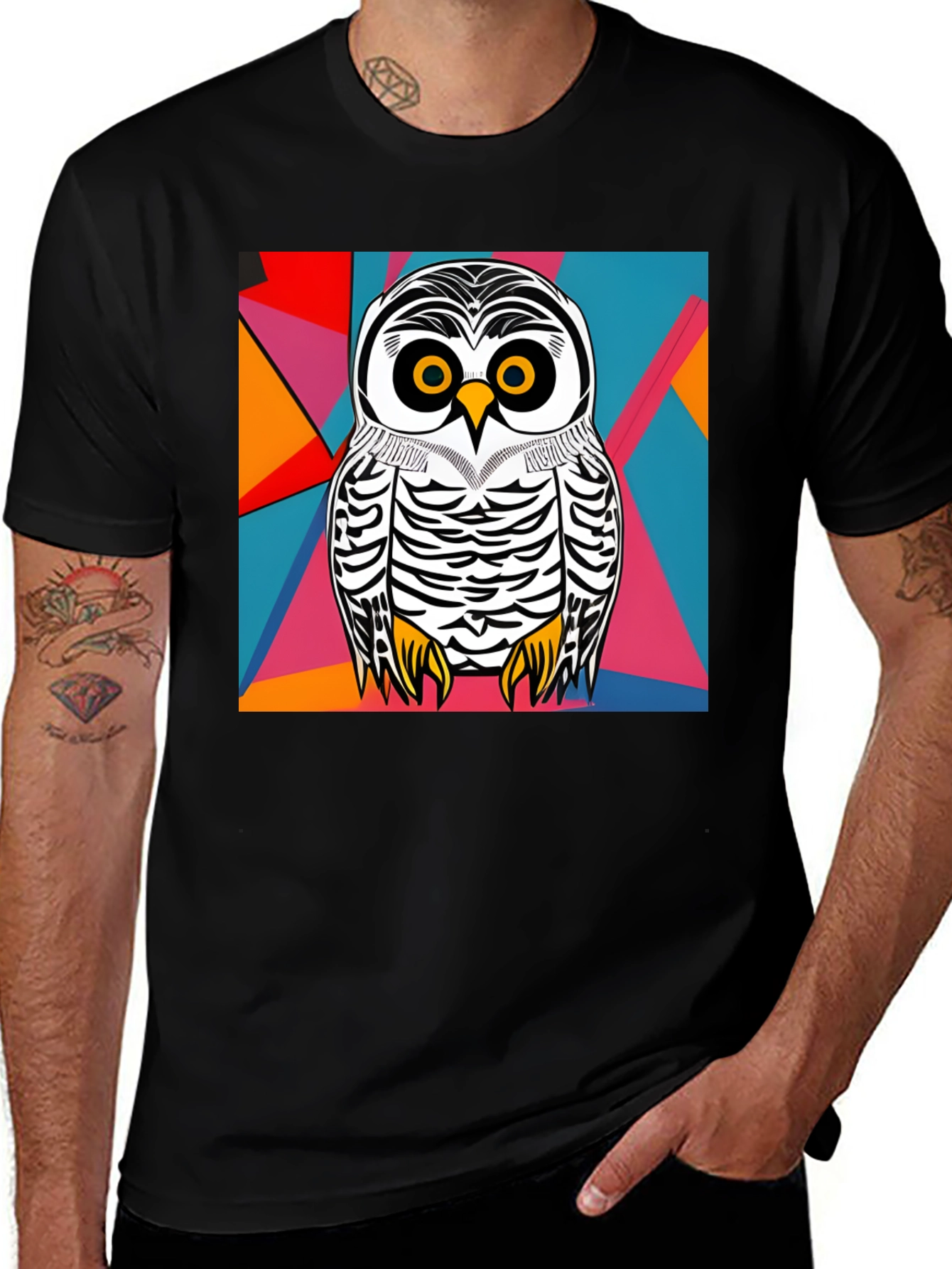 Variant 14 of Owl Graphic T-Shirt - Abstract Geometric Design