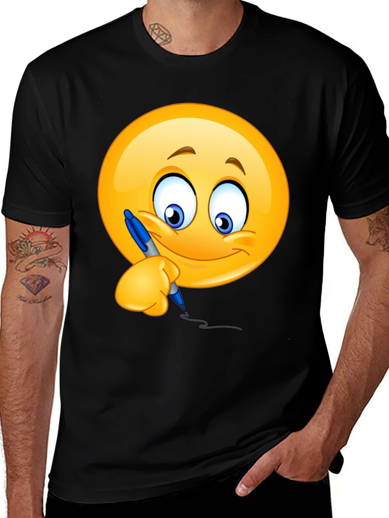 Variant 26 of Emoji Writer Graphic T-Shirt - Fun & Expressive Tee