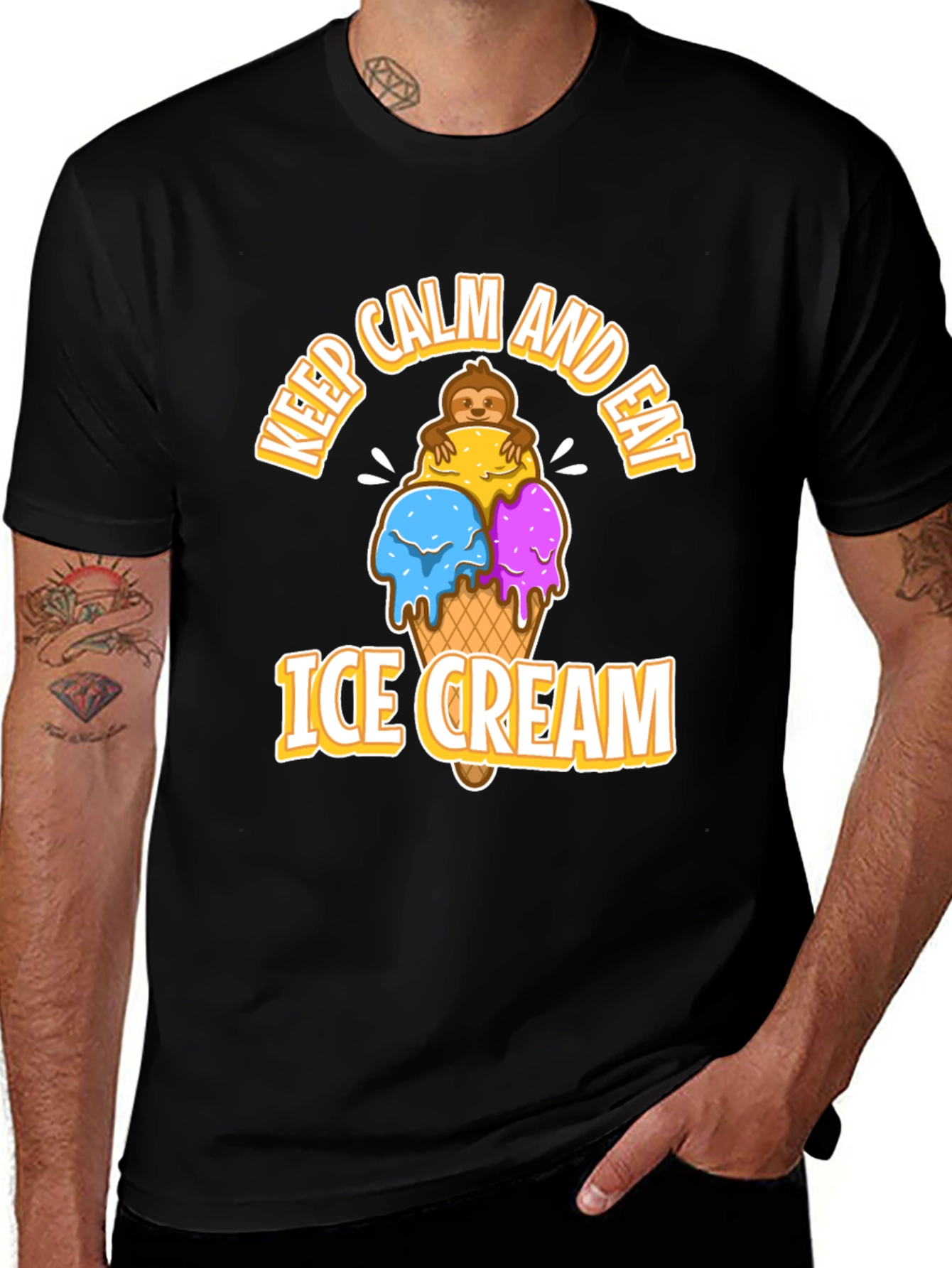 Variant 24 of Keep Calm and Eat Ice Cream Sloth T-Shirt