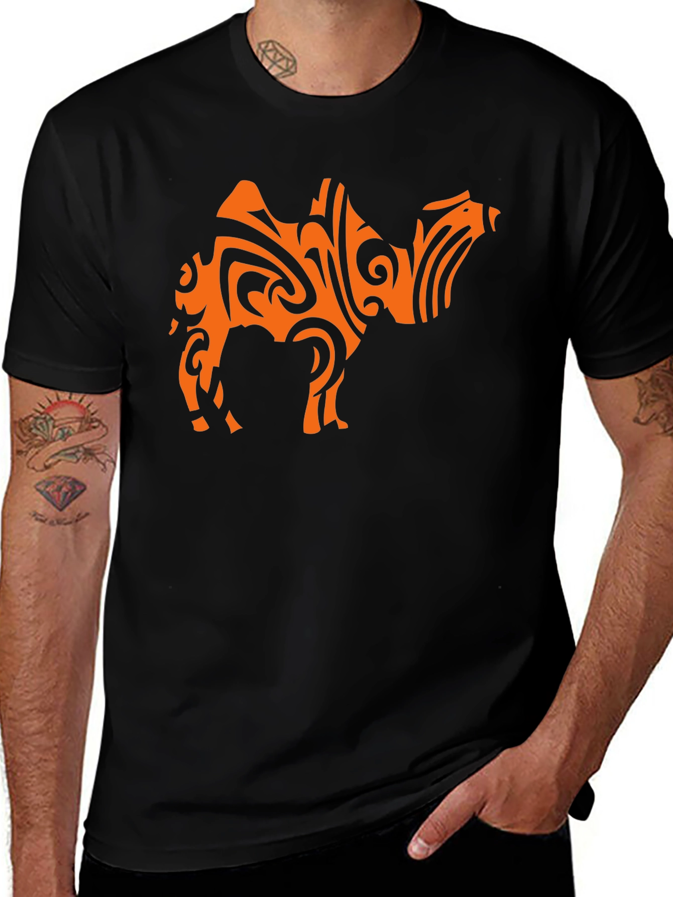 Variant 6 of Camel Tribal Art T-Shirt - Stylish Black Tee
