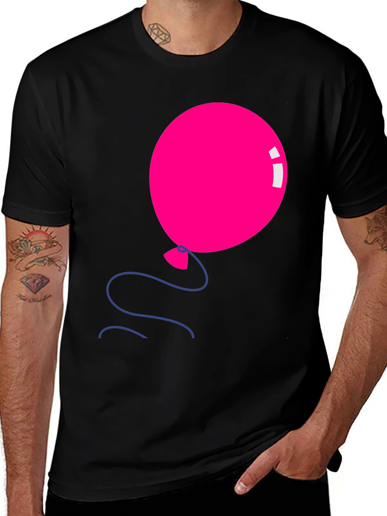 Pink Balloon Graphic Tee - Black Casual Shirt
