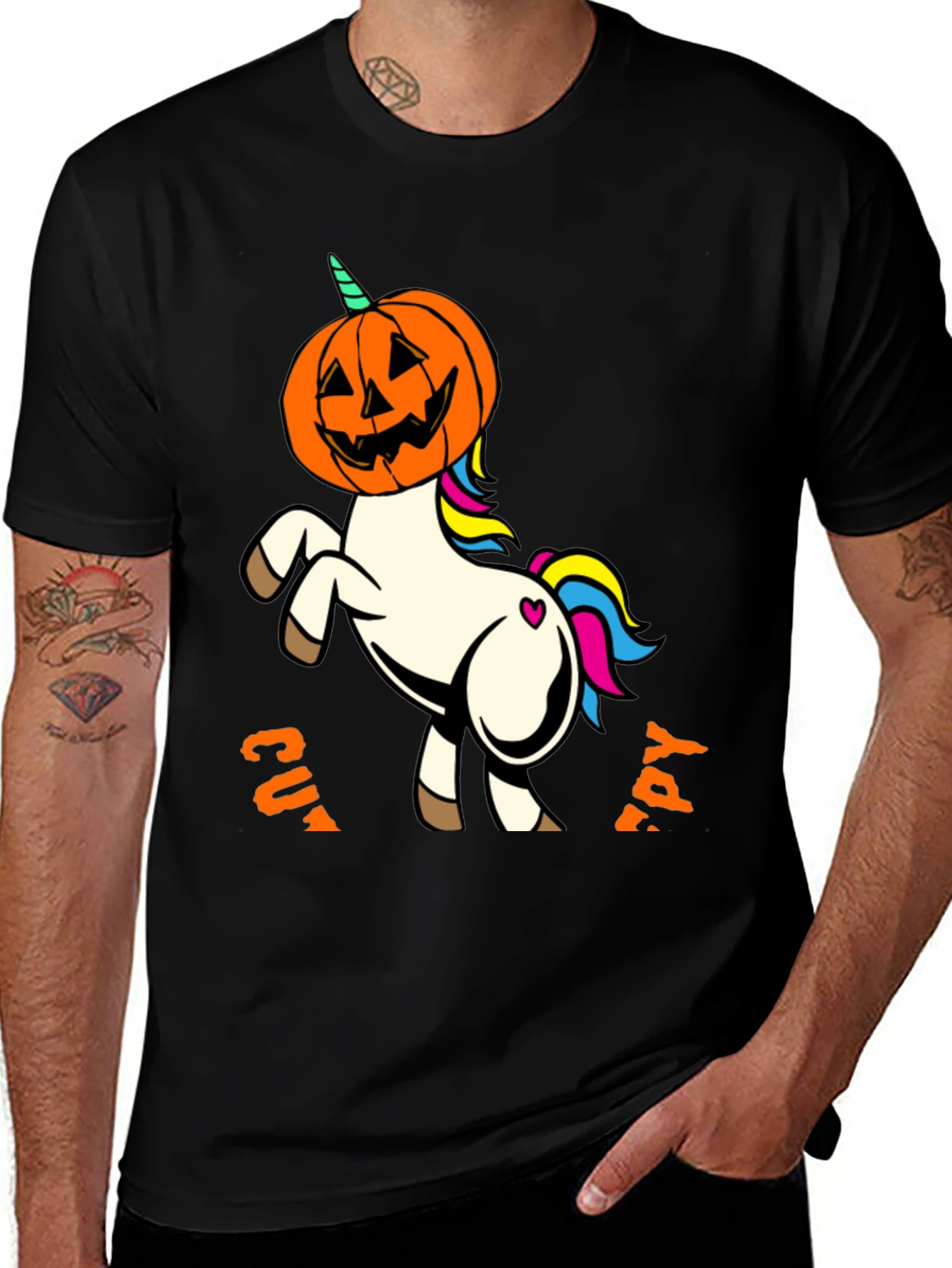 Variant 3 of Cute Halloween Unicorn Pumpkin Head T-Shirt