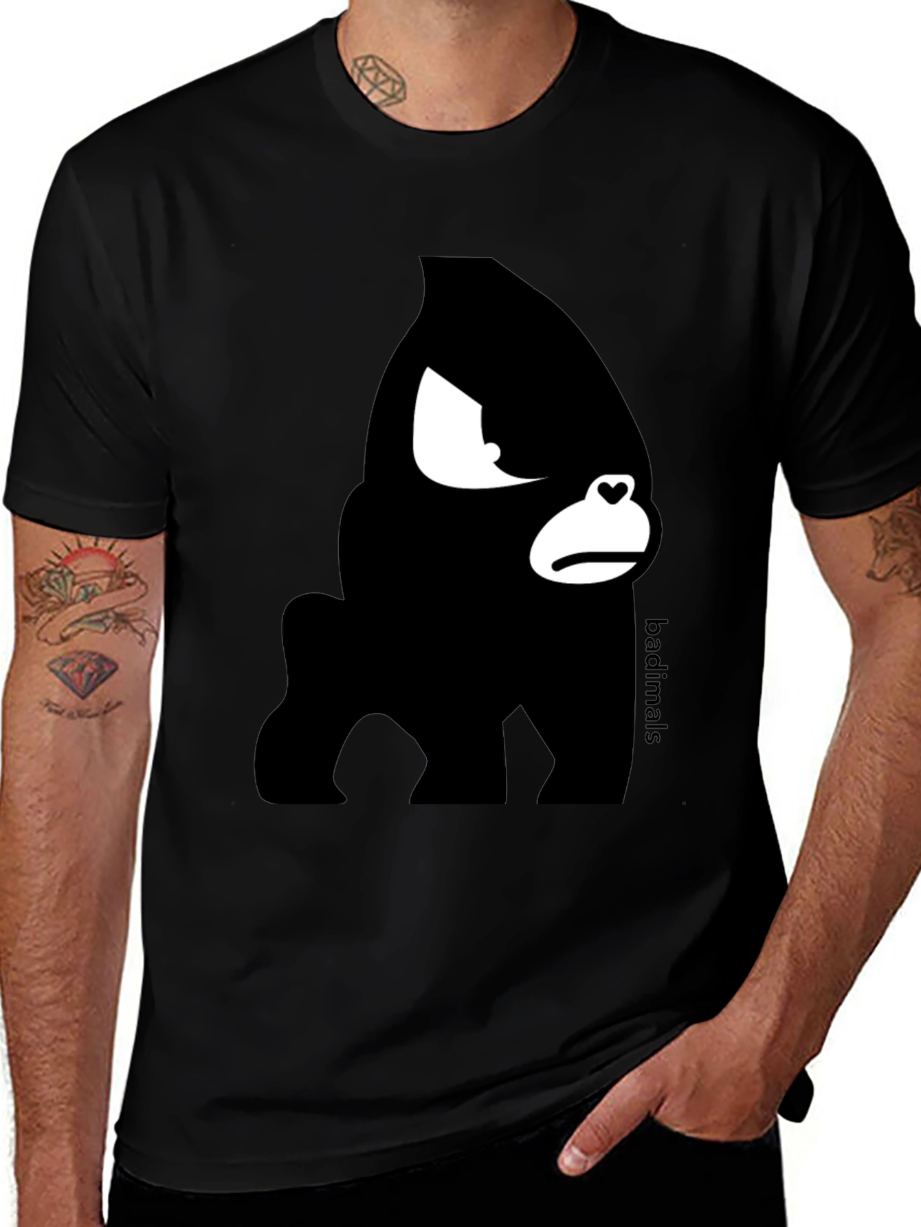 Black Badimals Black Gorilla Graphic T-Shirt main image