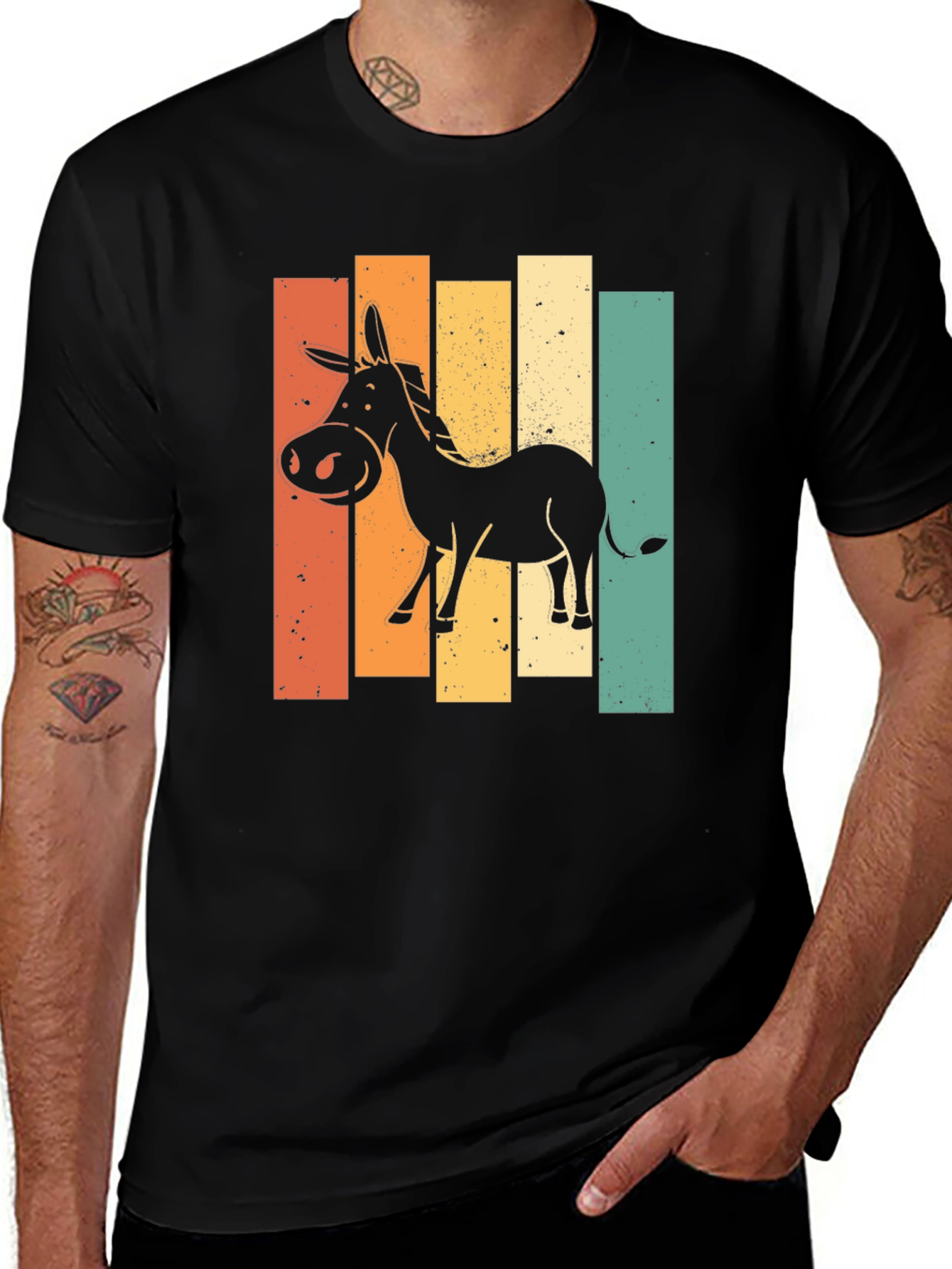 Variant 29 of Retro Donkey Graphic T-Shirt - Black