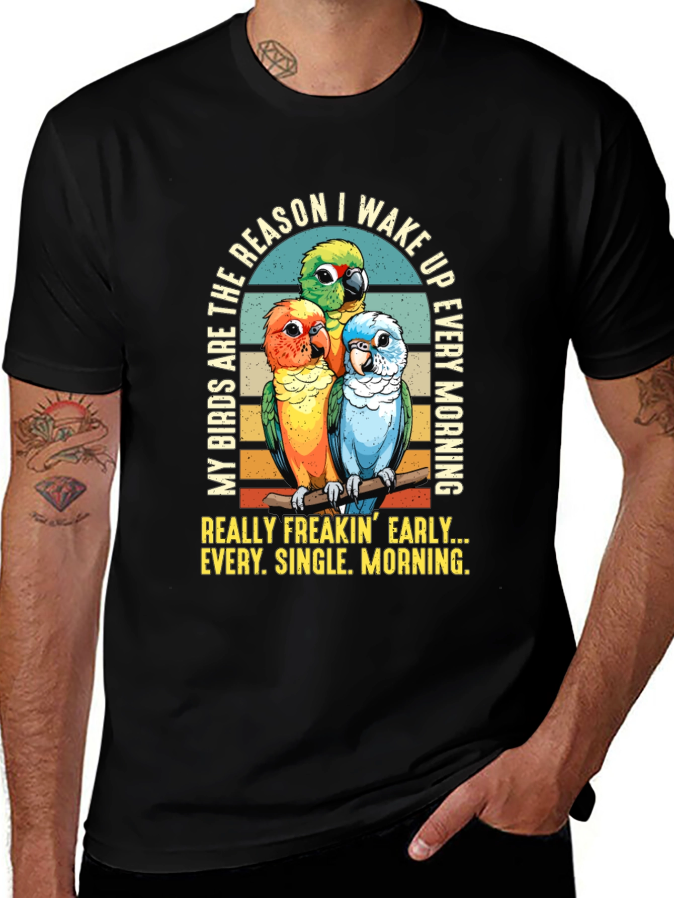 Variant 30 of Parrot Lover T-Shirt: Early Birds Wake Up Call