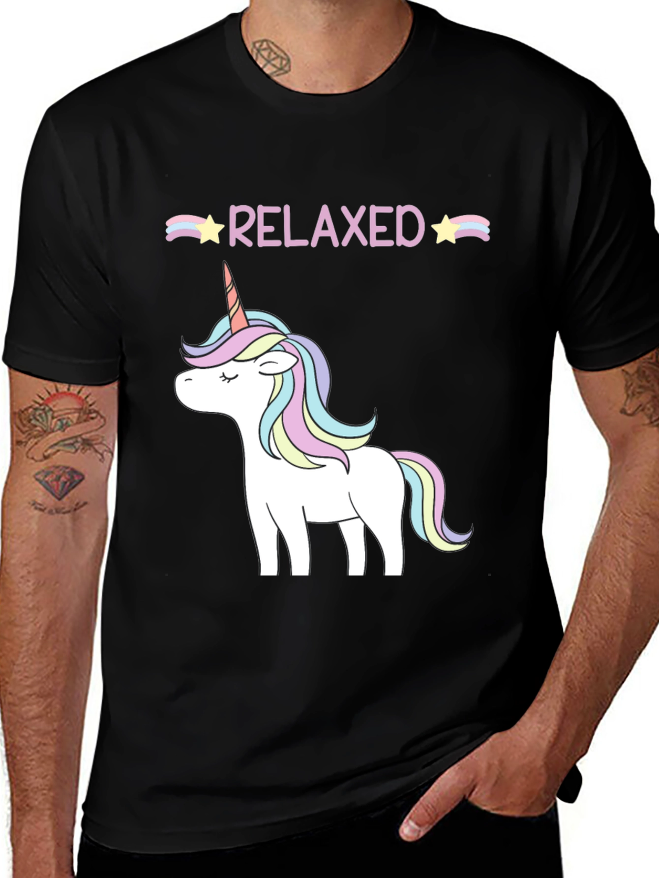 Variant 24 of Relaxed Unicorn Graphic Tee - Black Cotton Blend