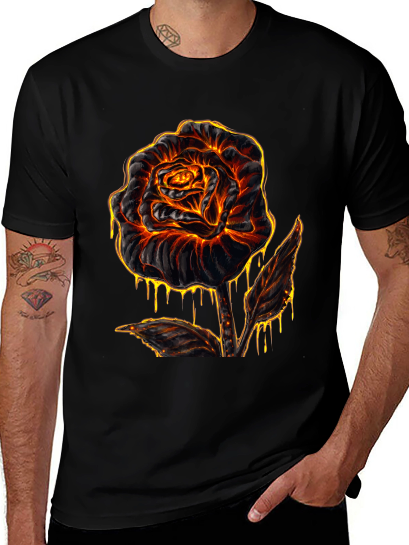 Variant 24 of Fiery Rose Graphic T-Shirt - Lava Inspired Design