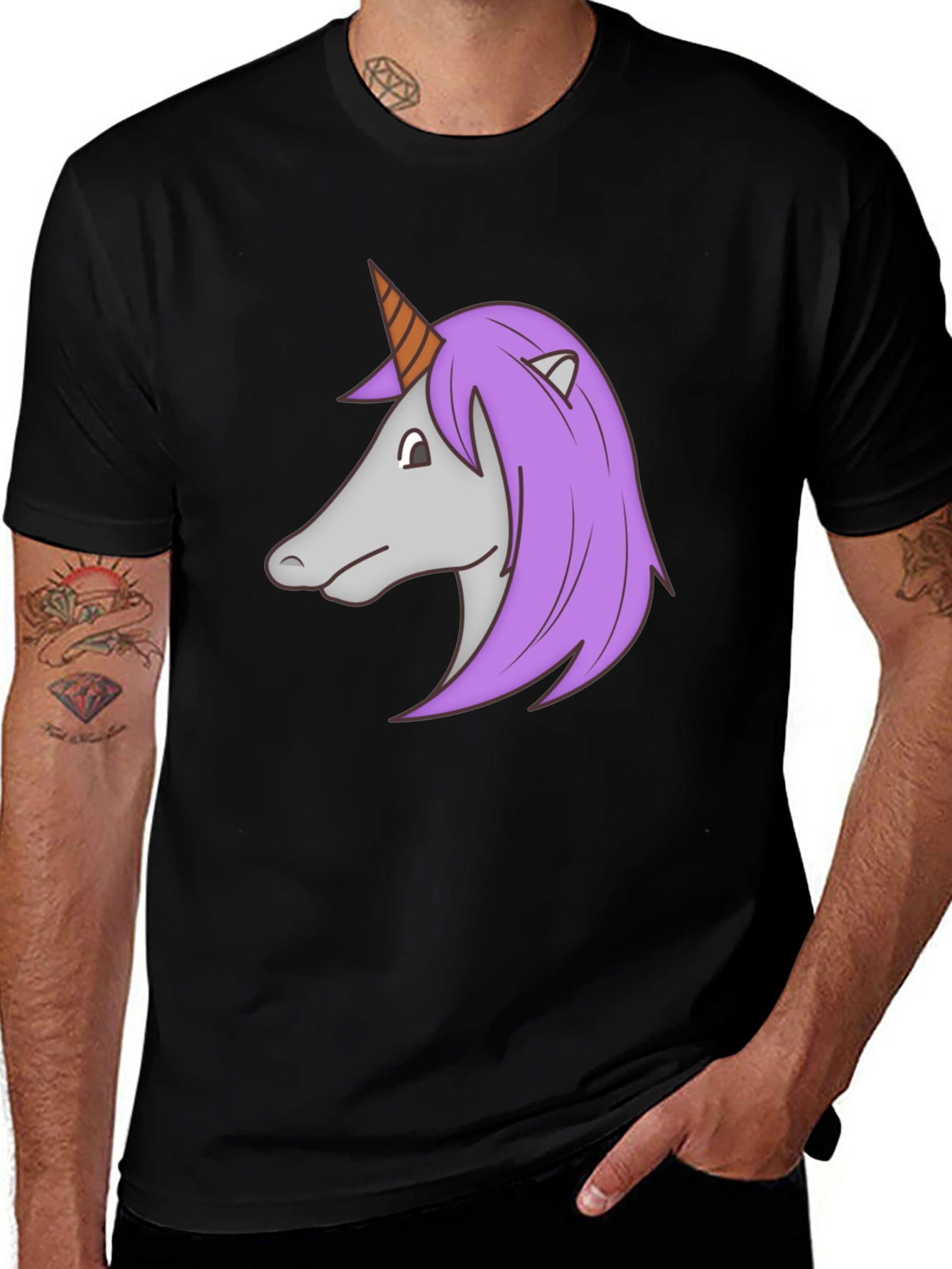 Variant 16 of Unicorn Graphic Black T-Shirt - Fantasy Tee
