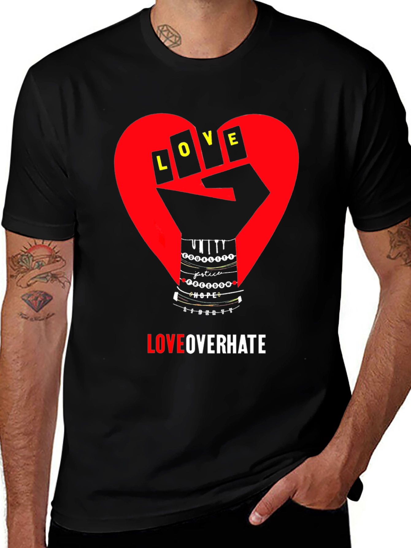 Variant 27 of Love Over Hate Graphic T-Shirt