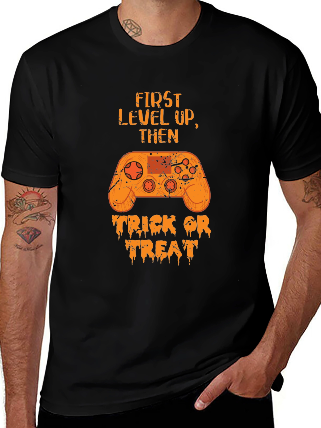 Variant 29 of Gamer Halloween T-Shirt - First Level Up, Then Trick or Treat