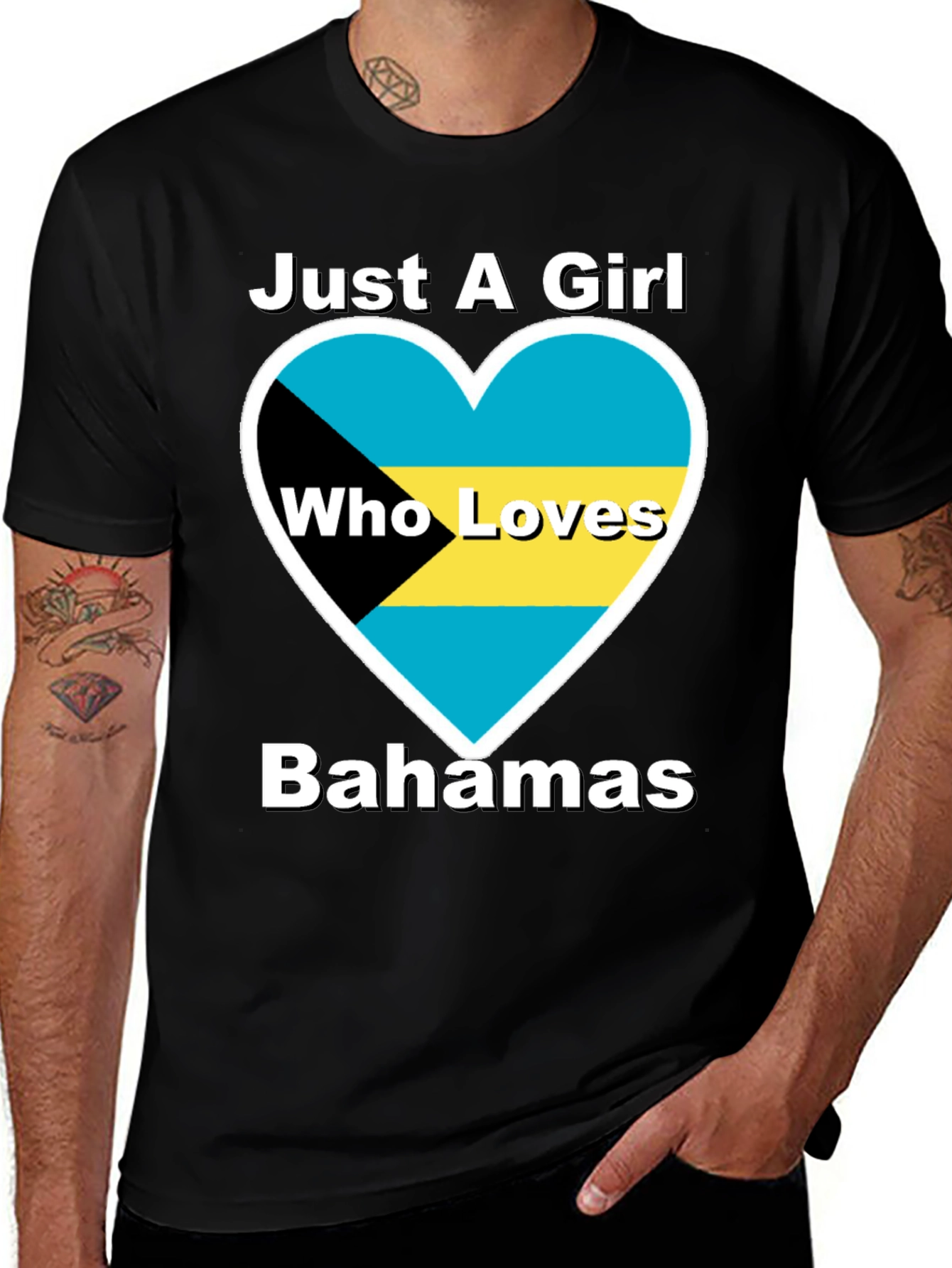 Bahamas Girl Heart Flag T-Shirt