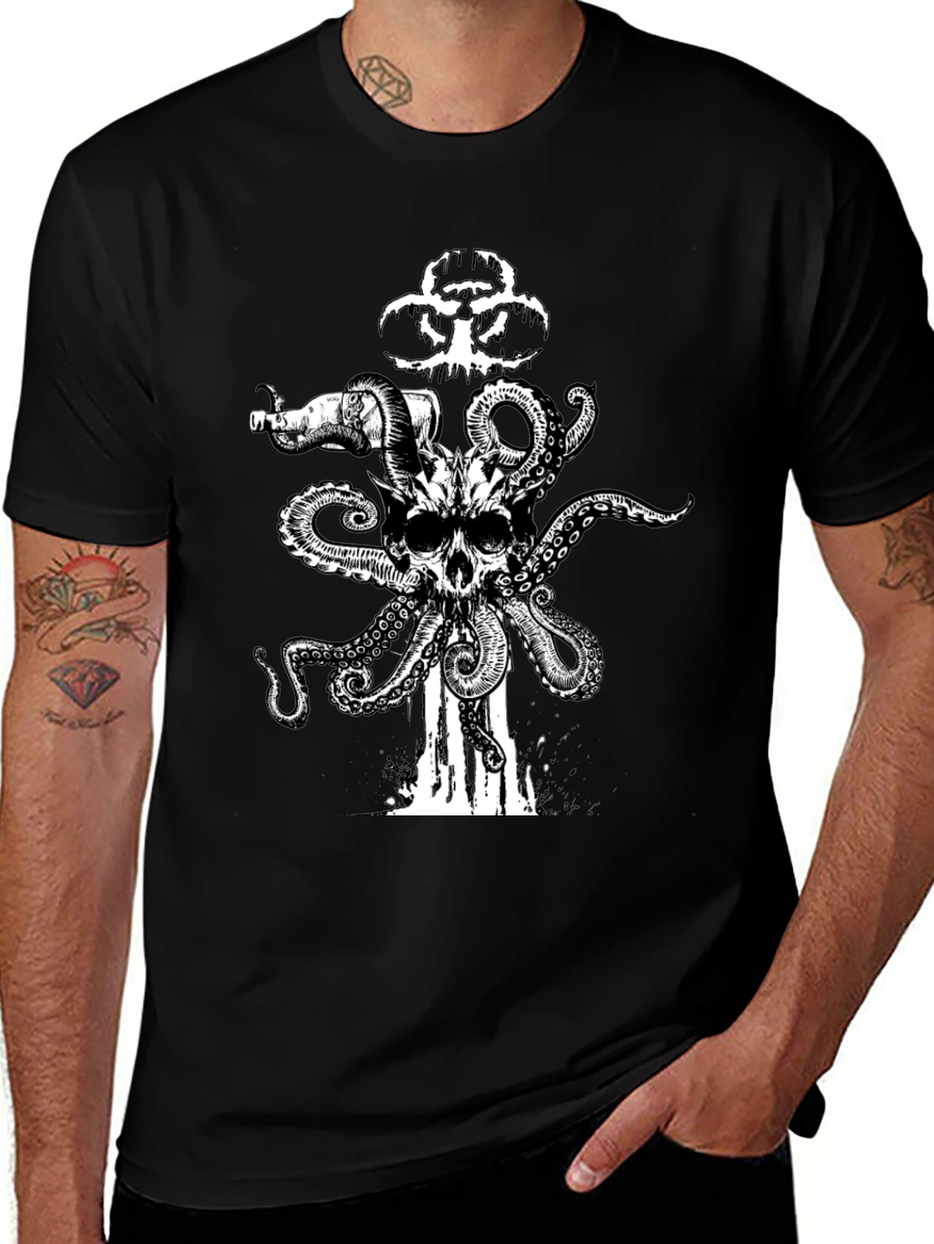 Variant 8 of Skull Octopus Biohazard T-Shirt