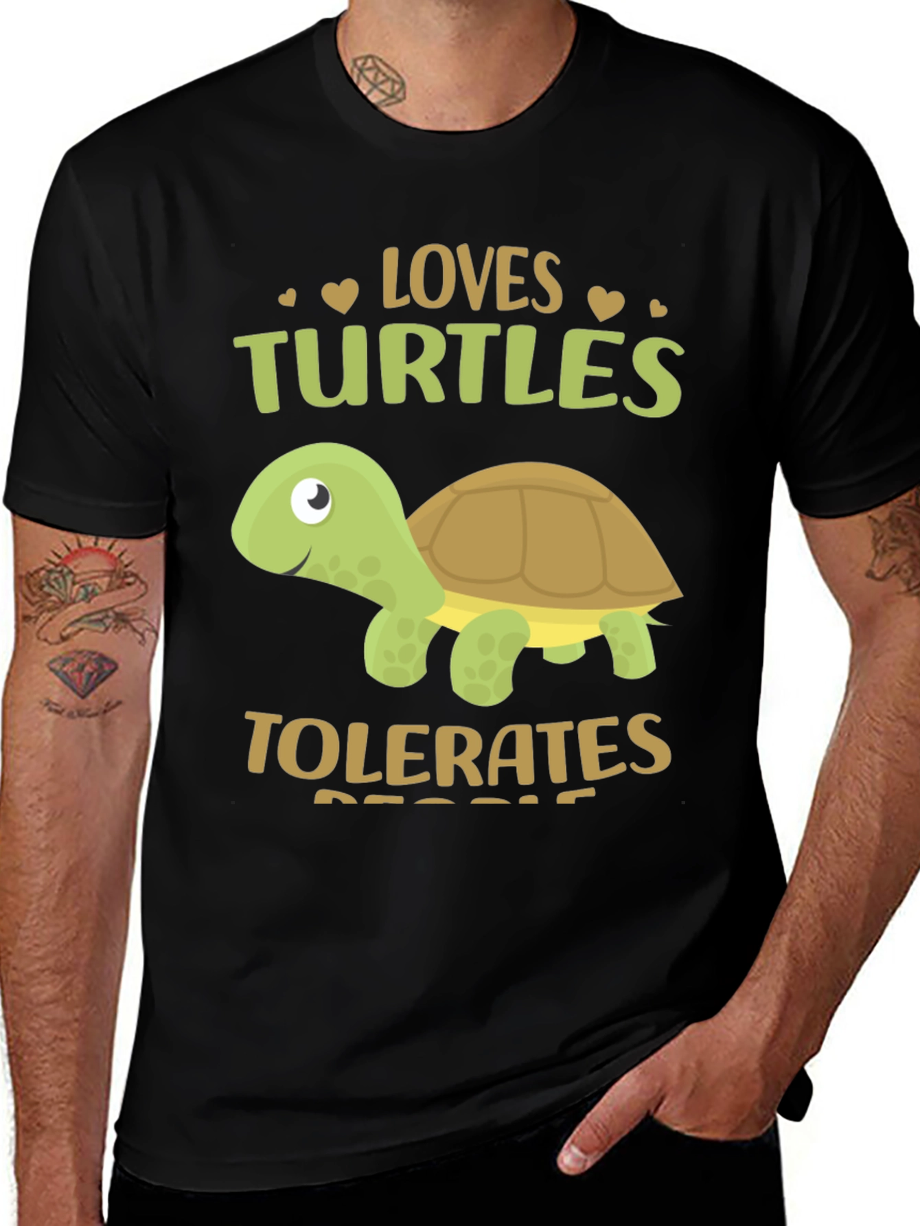 Variant 20 of Loves Turtles Graphic Tee - Black Cotton T-Shirt