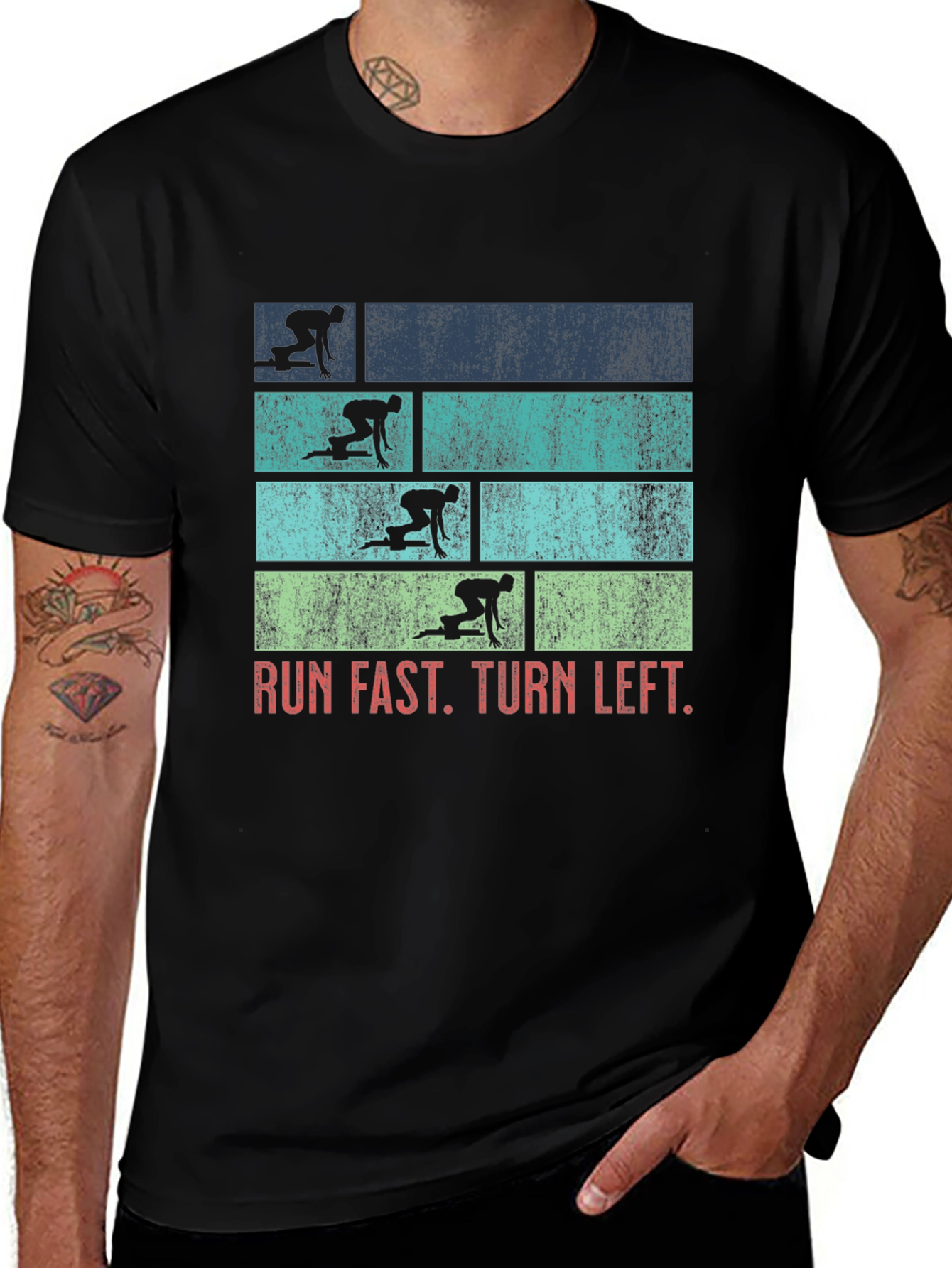 Variant 8 of Run Fast Turn Left T-Shirt