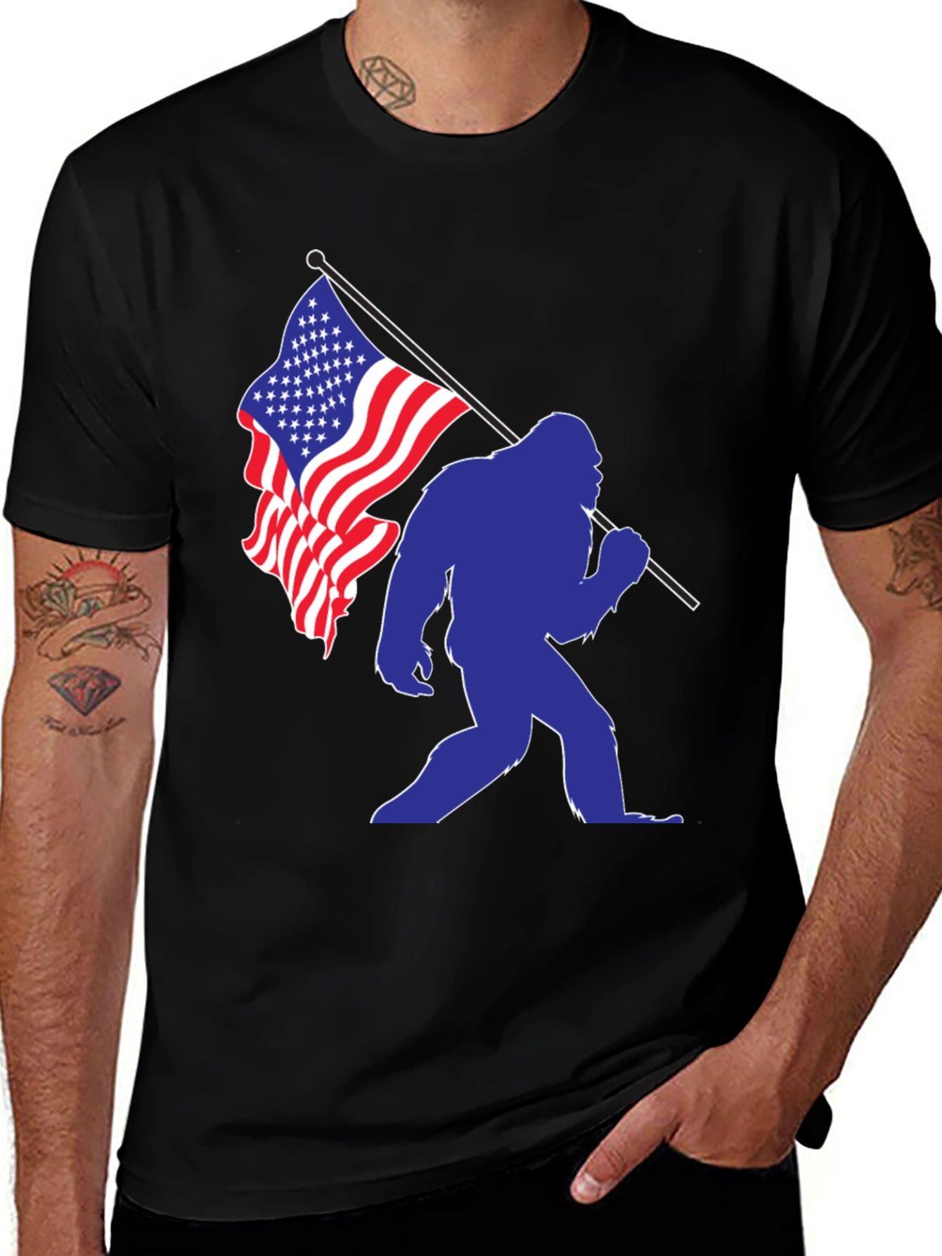 Variant 14 of Bigfoot Patriotic T-Shirt
