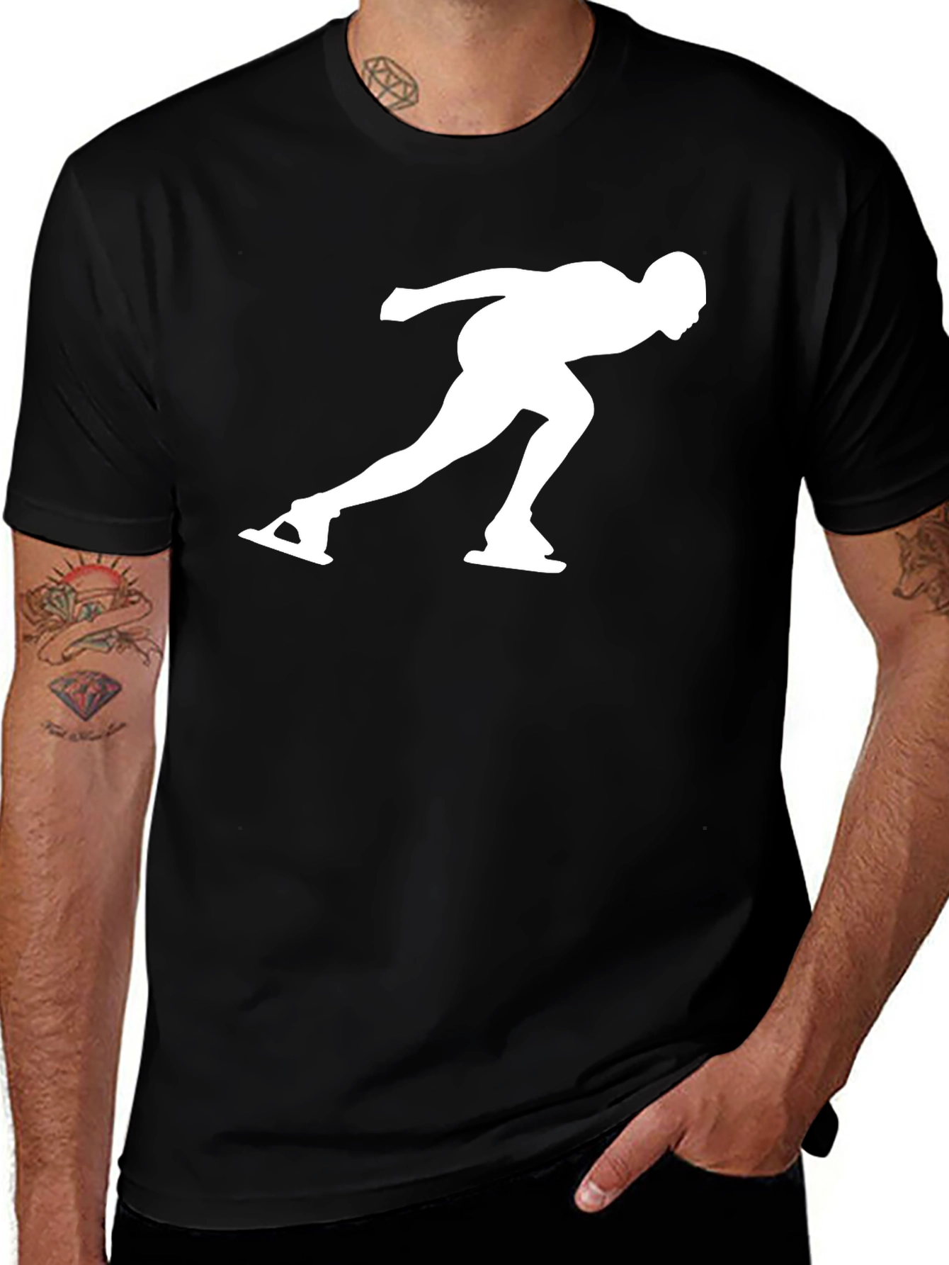 Variant 12 of Speed Skater Graphic Tee - Black Cotton T-Shirt
