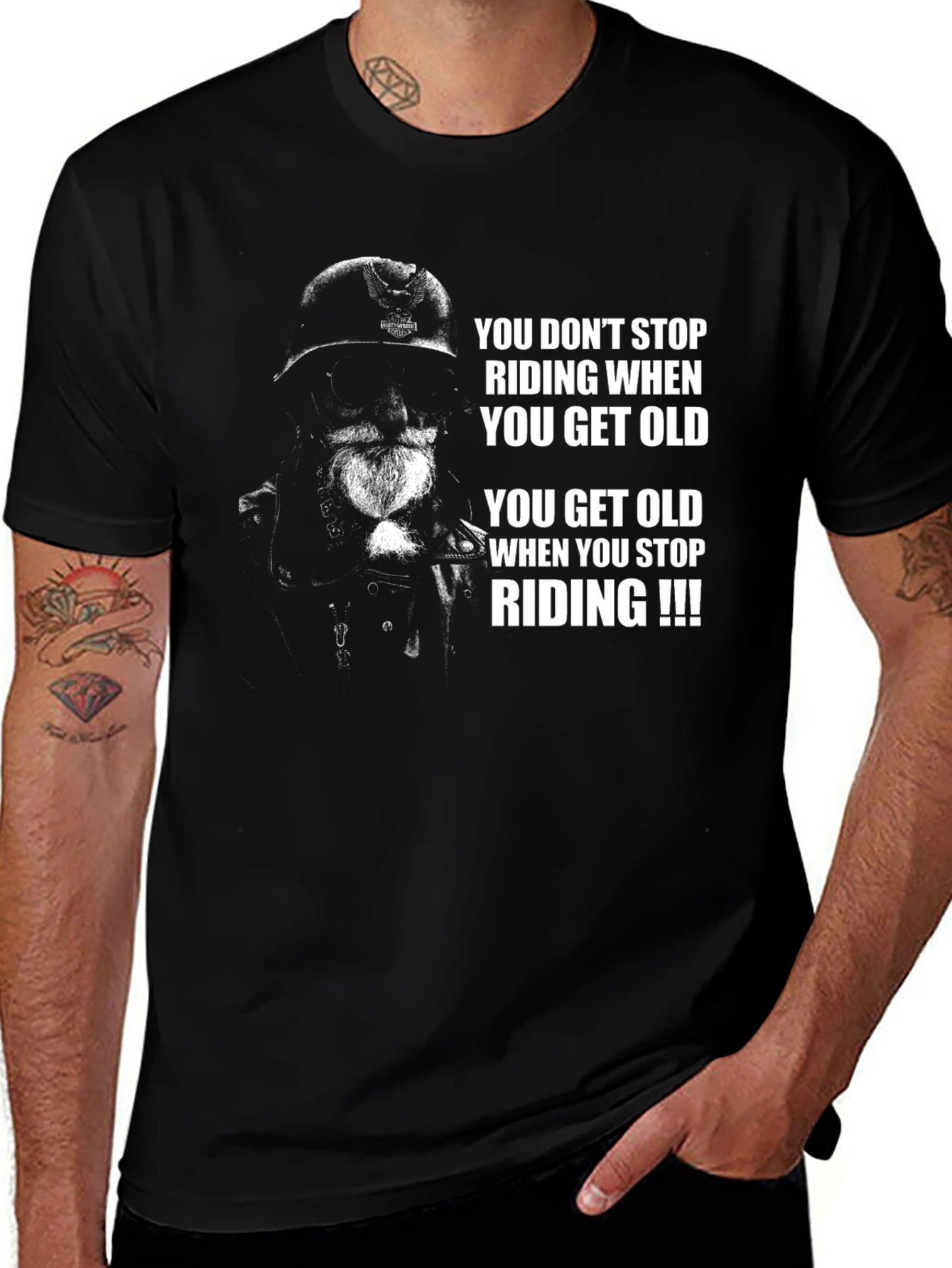 Variant 17 of Biker T-Shirt - You Don't Stop Riding When You Get Old