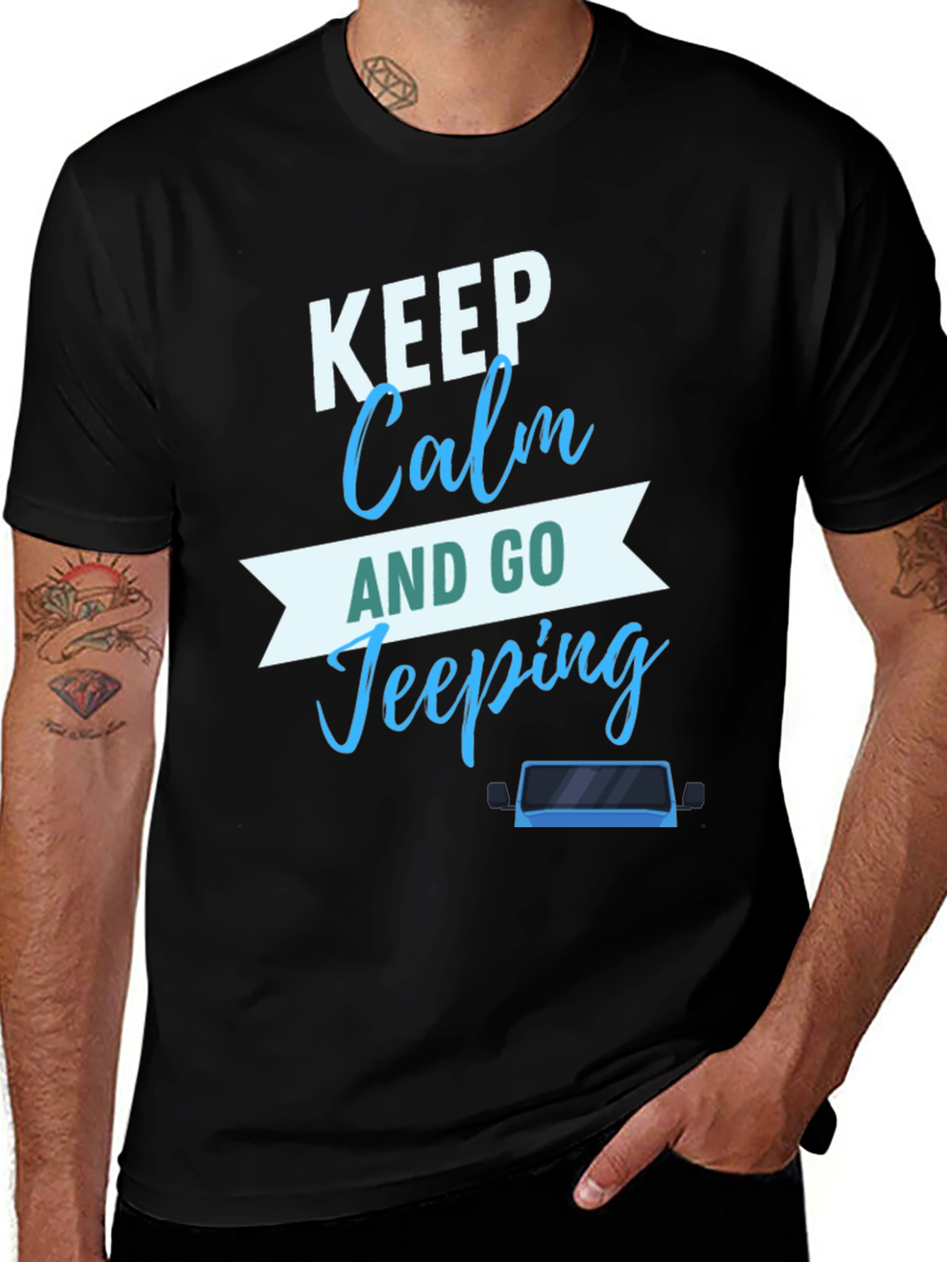 Variant 26 of Keep Calm and Go Jeeping Black Graphic Tee
