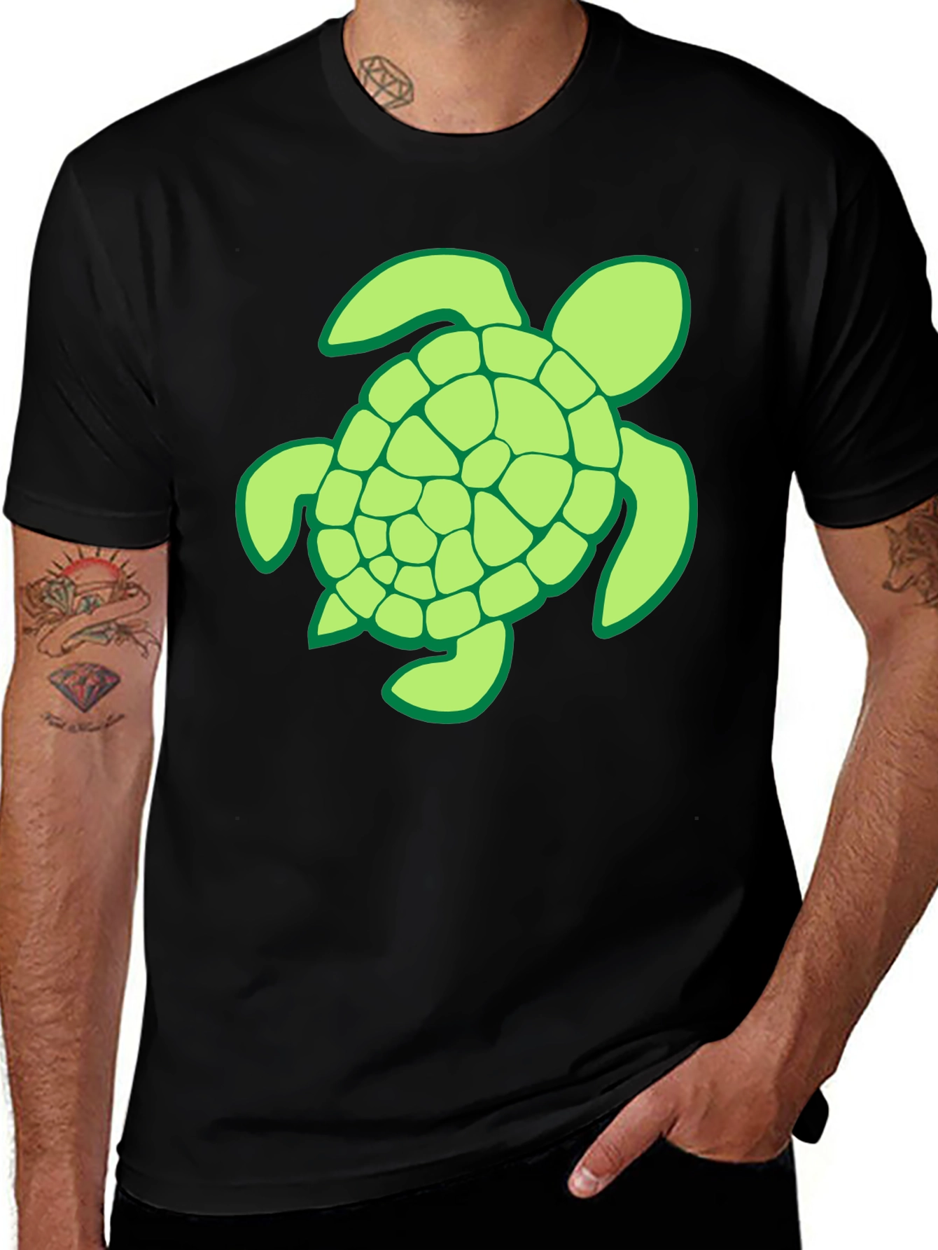 Variant 12 of Turtle Graphic T-Shirt - Casual Black Tee
