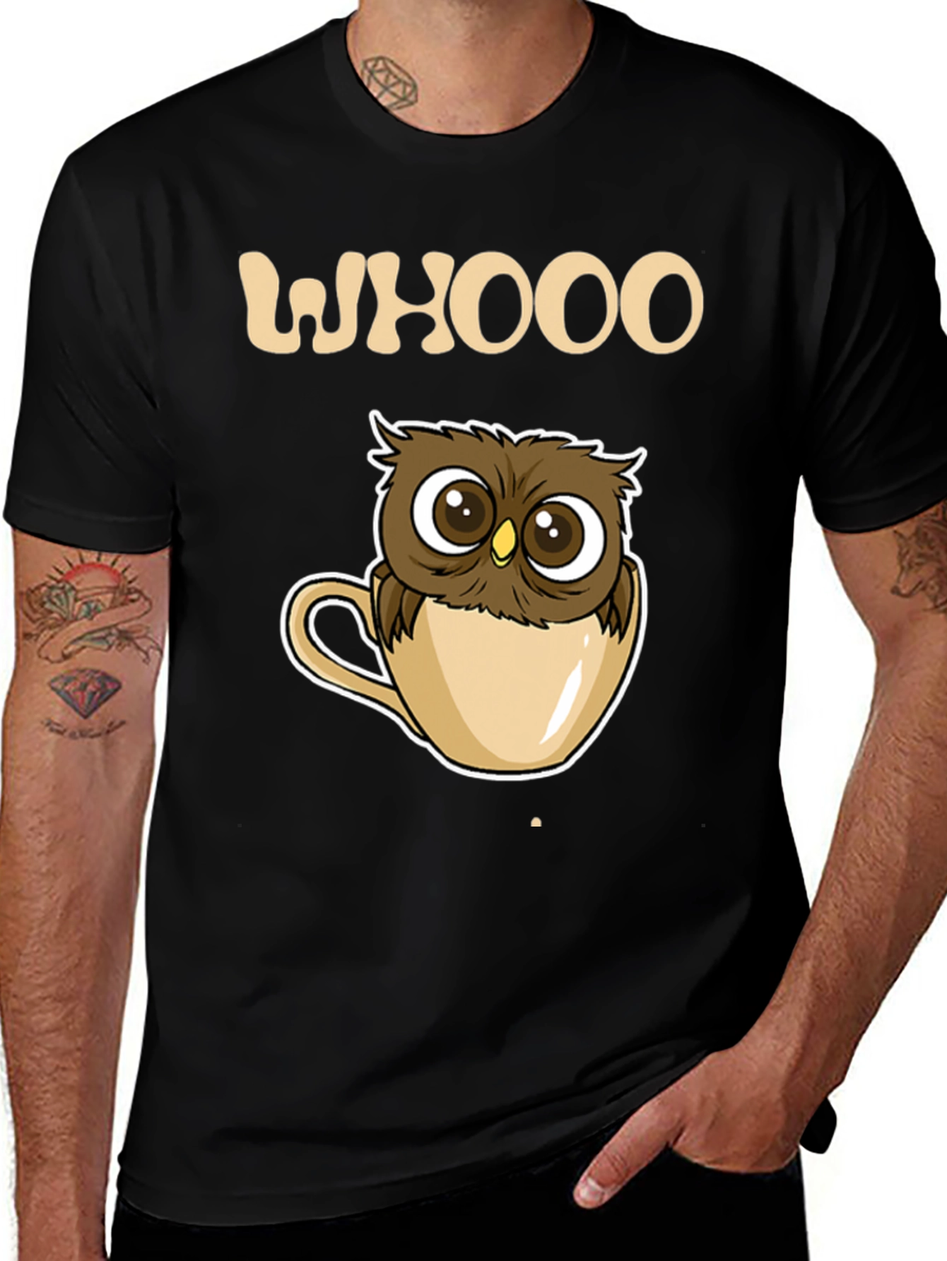 Variant 30 of Whooo Owl Coffee Cup T-Shirt - Cute & Cozy!
