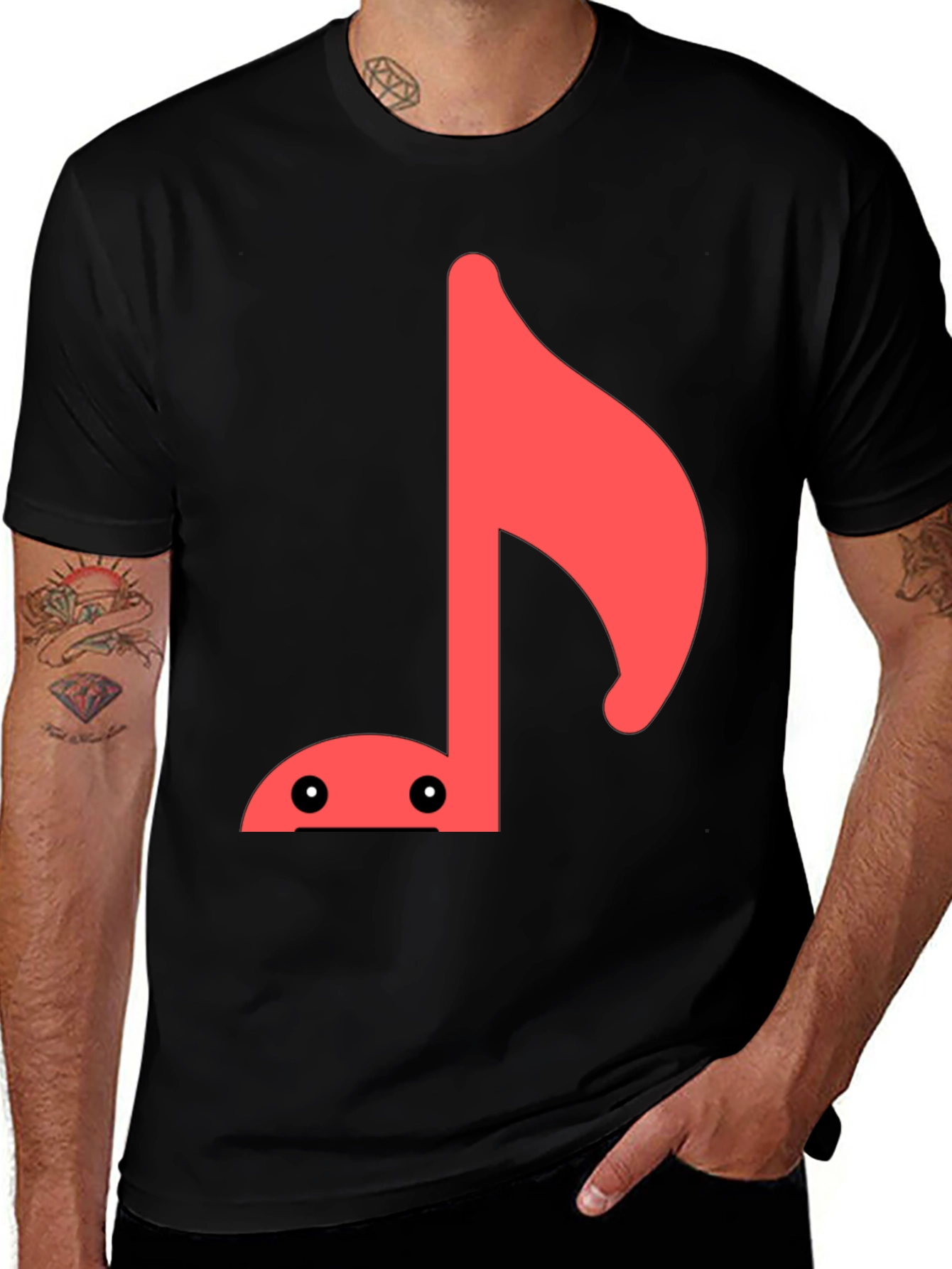 Variant 13 of Musical Note Graphic Tee - Quirky Black T-Shirt