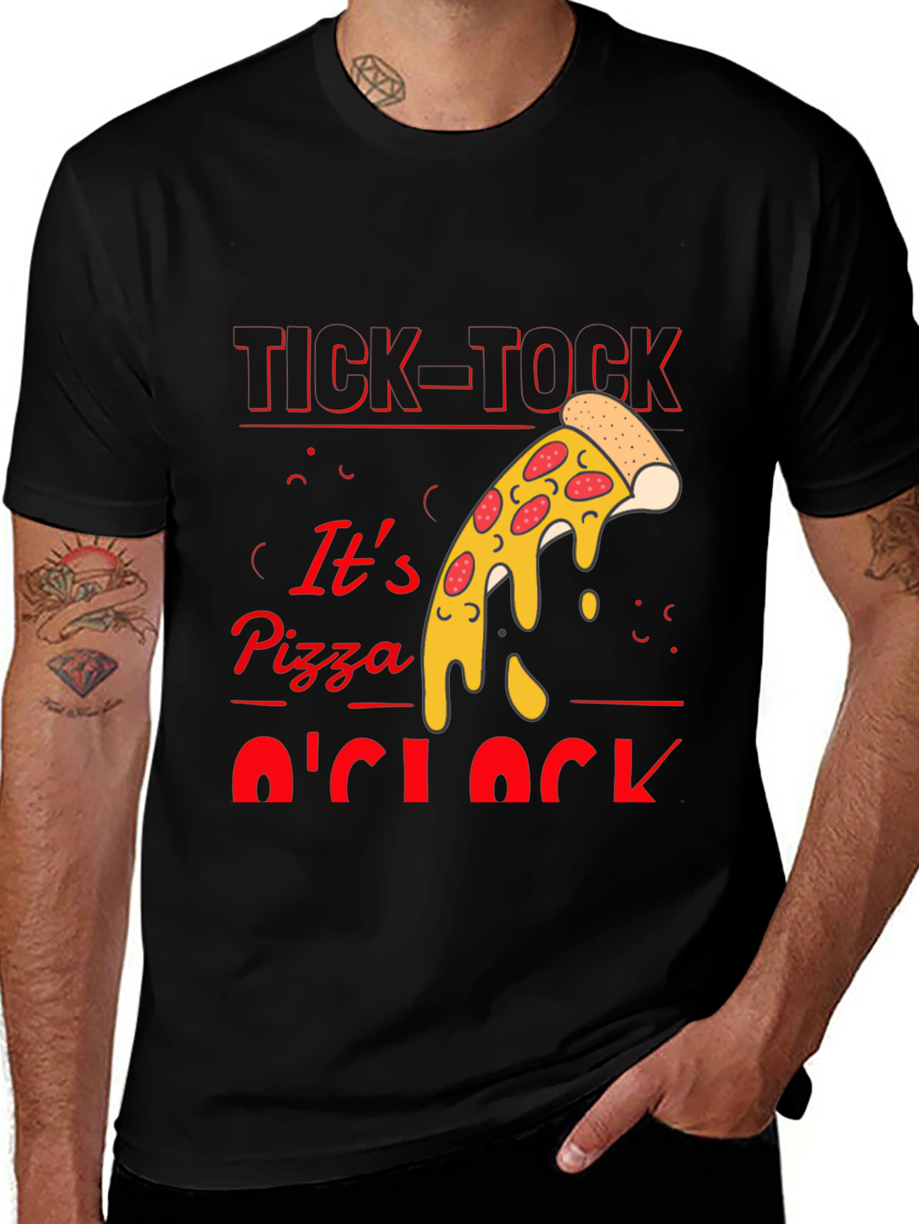 Variant 25 of Tick-Tock Pizza O'Clock T-Shirt