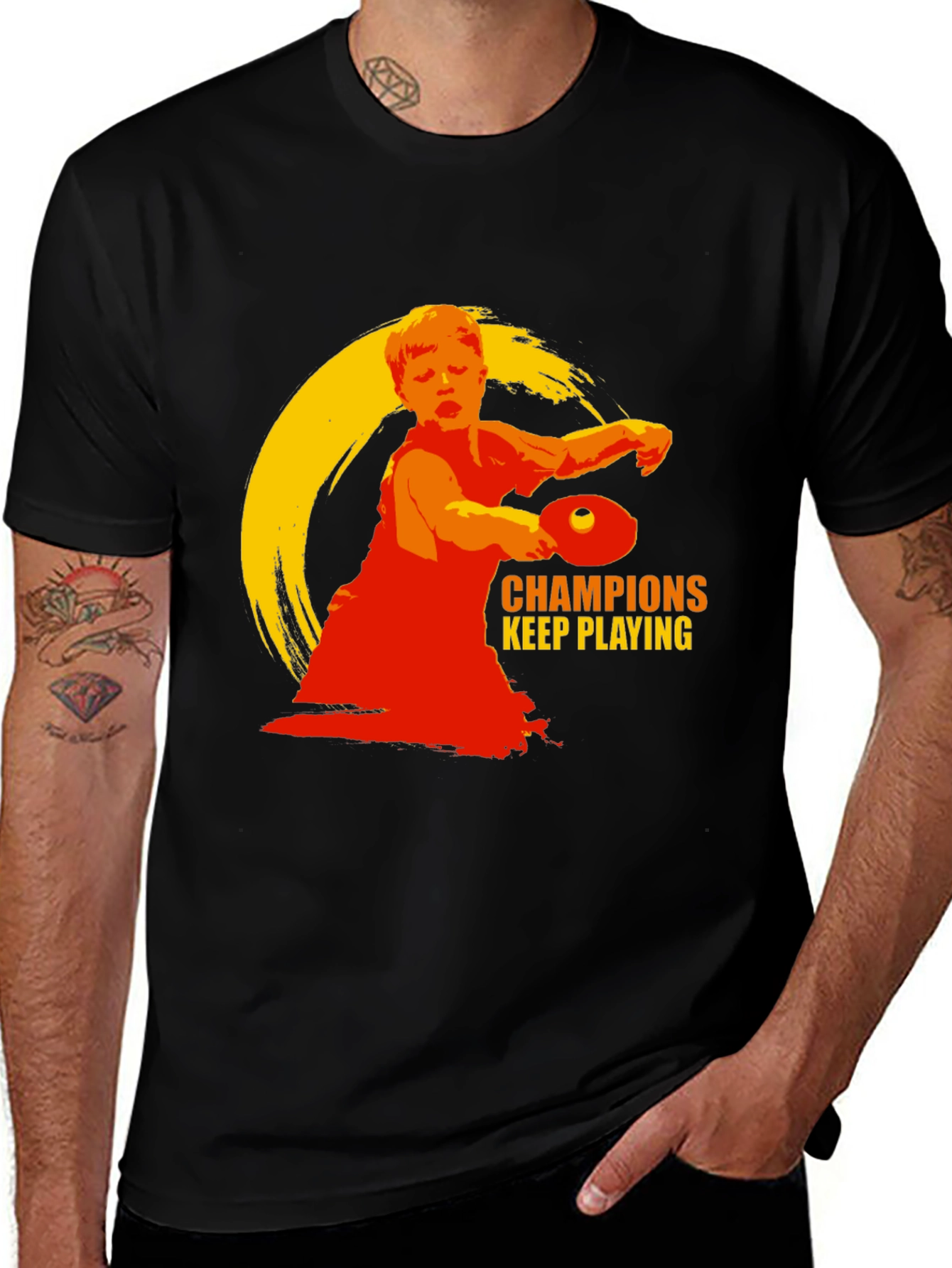Variant 16 of Champions Keep Playing T-Shirt - Table Tennis Design