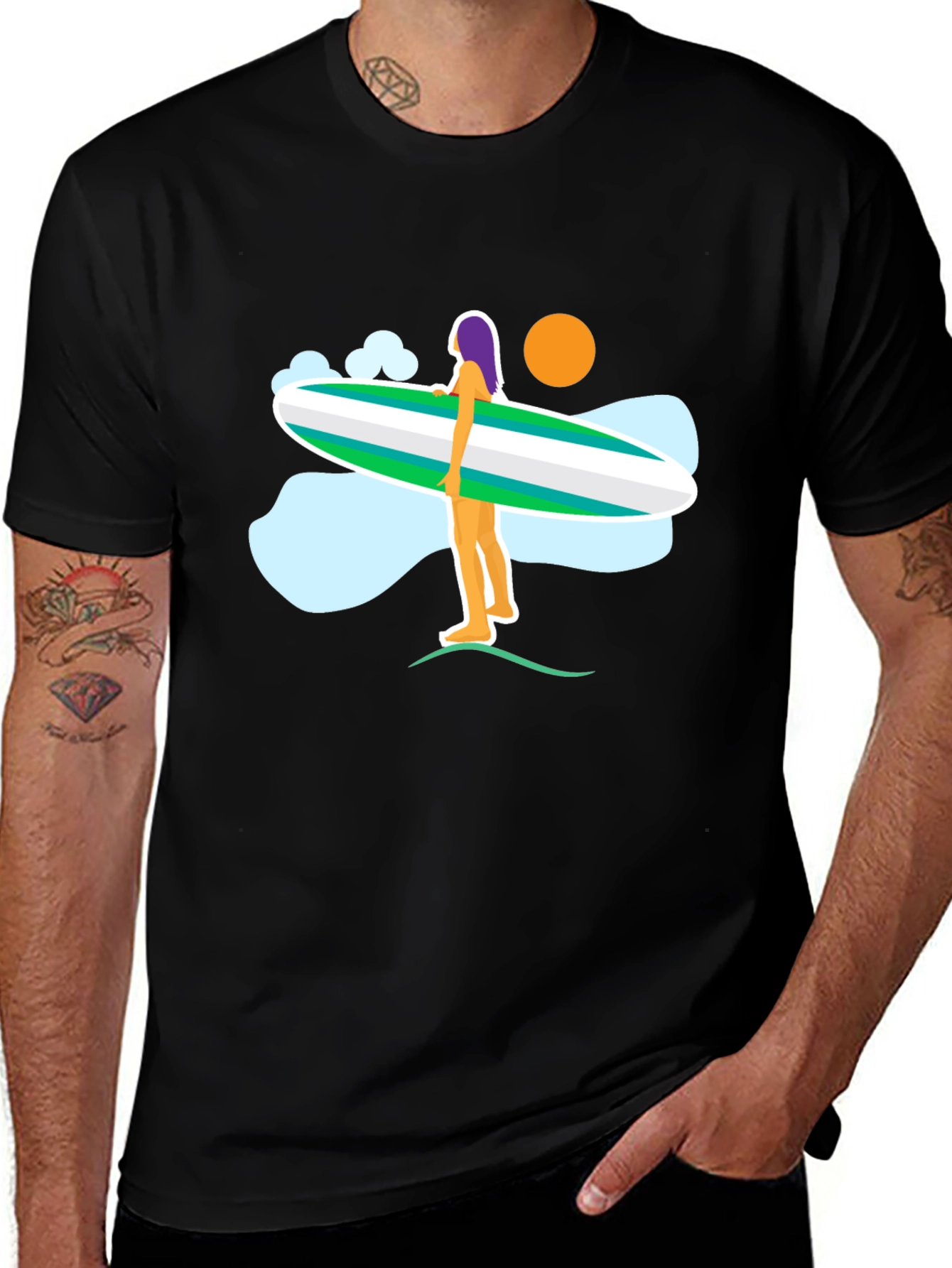 Variant 23 of Surfer Girl Graphic T-Shirt - Black
