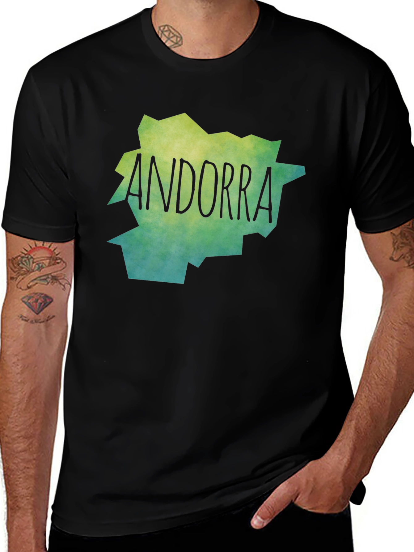Andorra Map T-Shirt - Black Cotton Tee